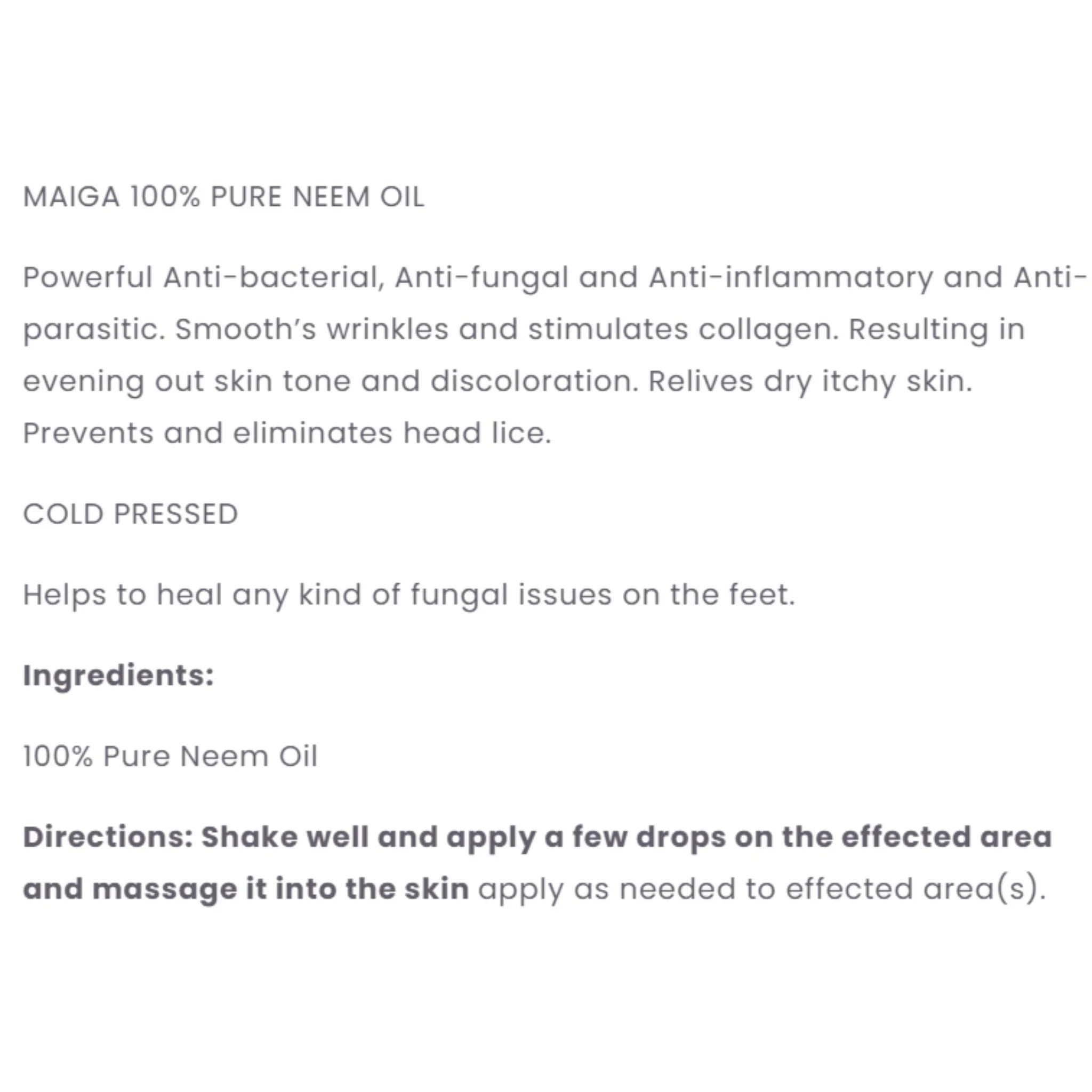 Maiga 100% Pure Neem Oil 30ml