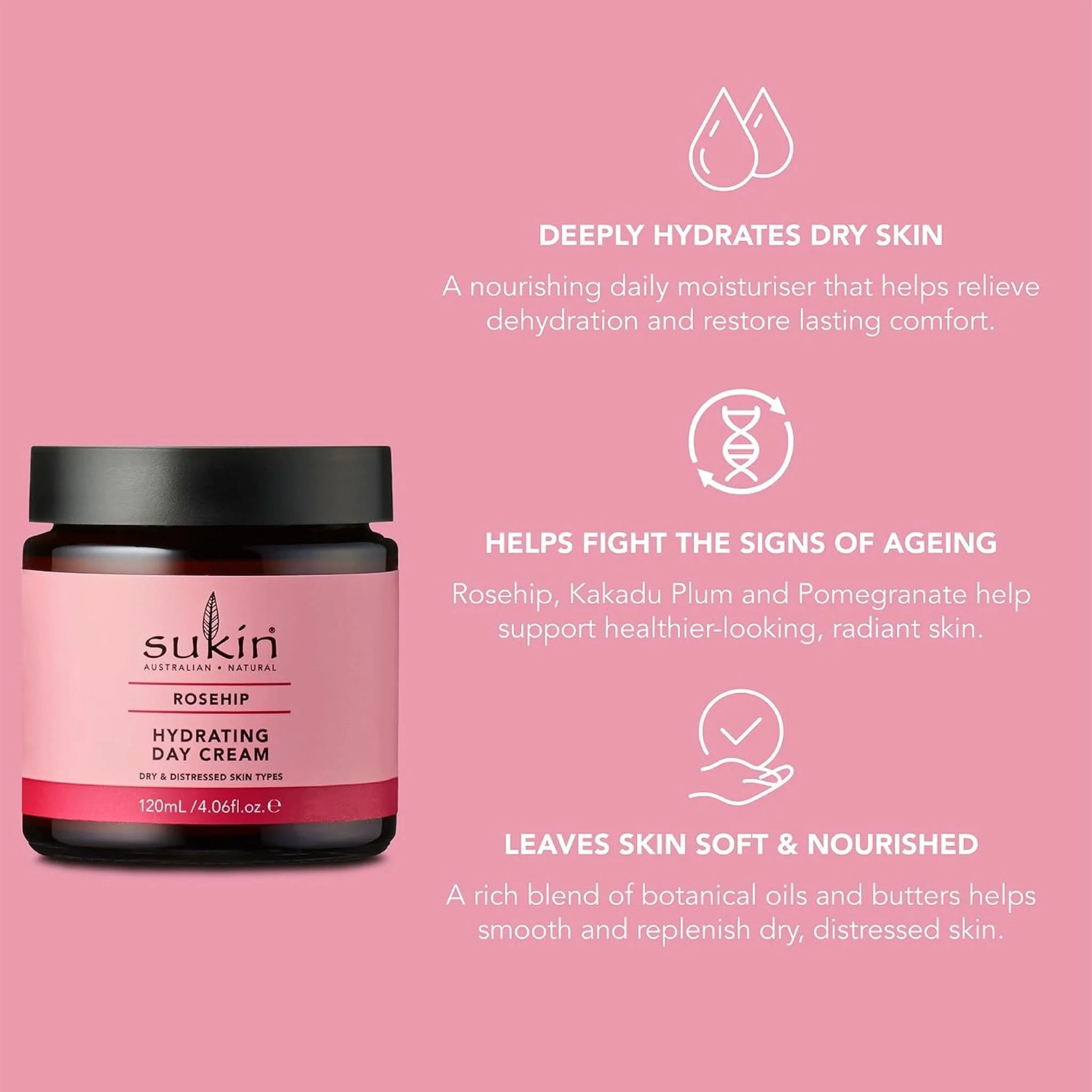 Sukin Rosehip Hydrating Day Cream - 120ml