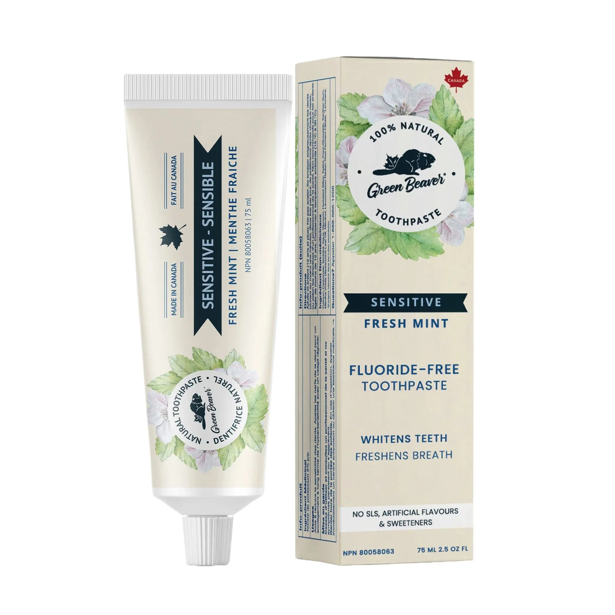 The Green Beaver Company Fresh Mint Sensitive Natural Toothpaste - 75ml