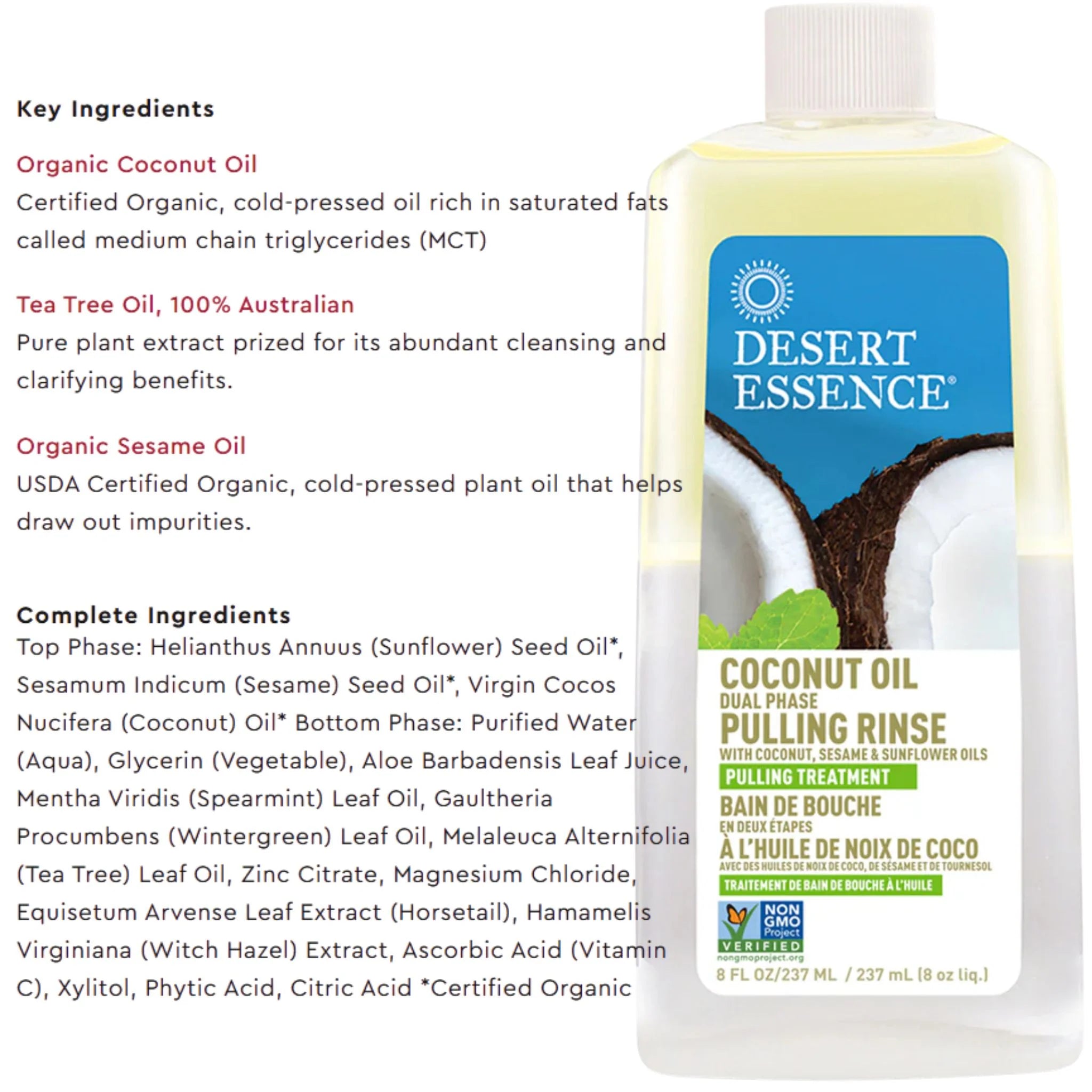 Desert Essence Coconut Oil Dual-Phase Pulling Rinse 237ml