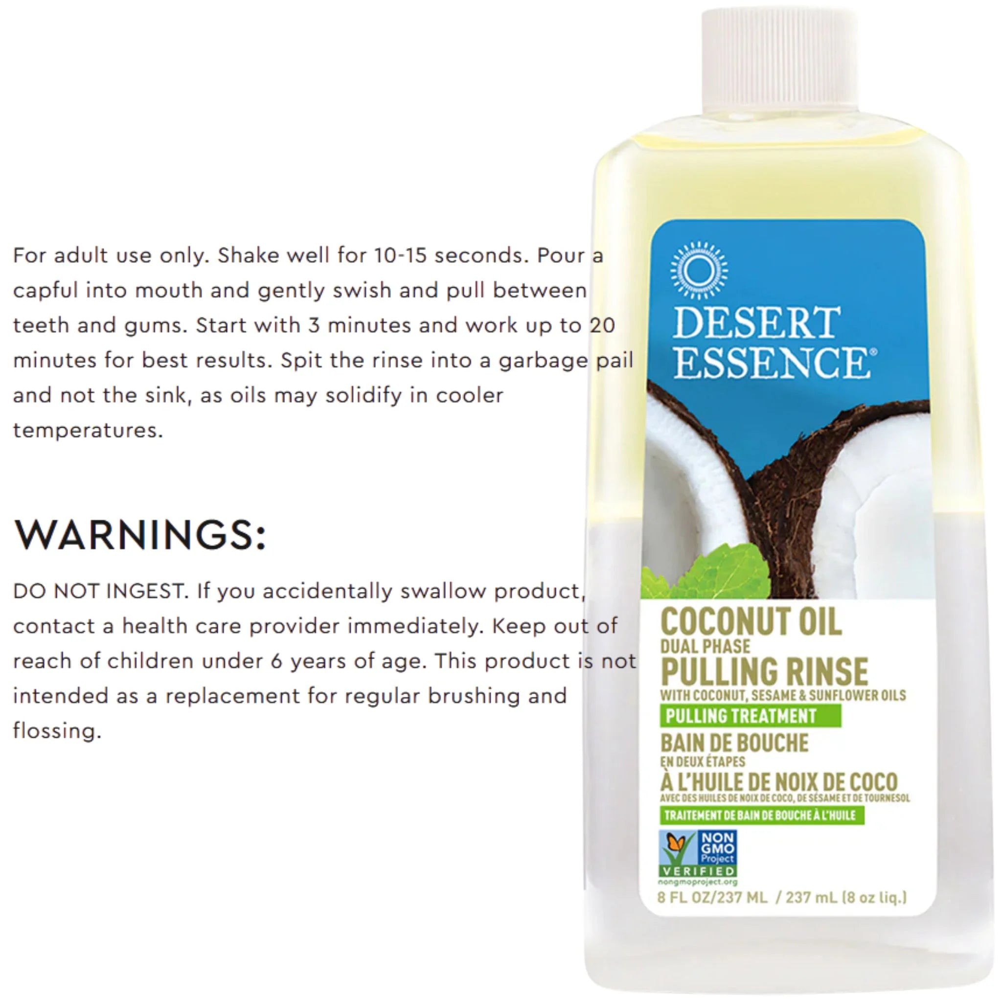 Desert Essence Coconut Oil Dual-Phase Pulling Rinse 237ml