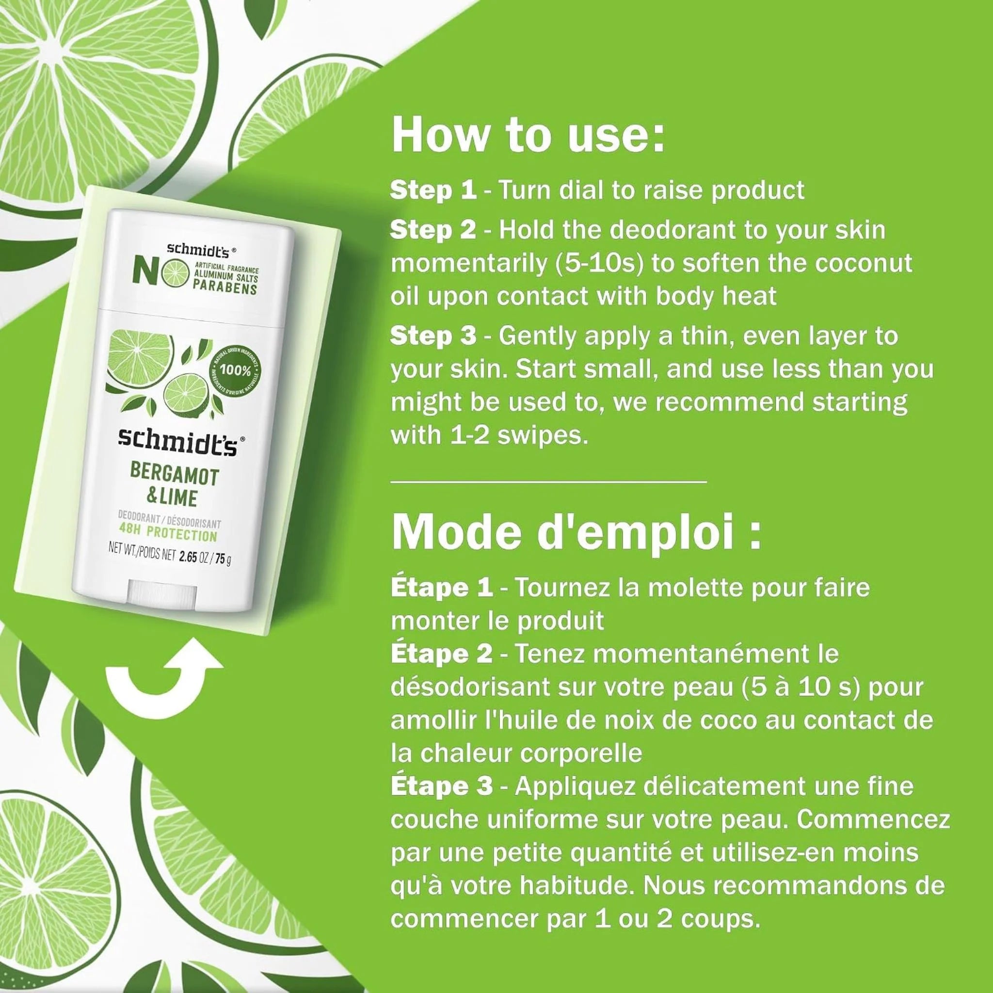 Schmidt's Bergamot and Lime Natural Deodorant 75g