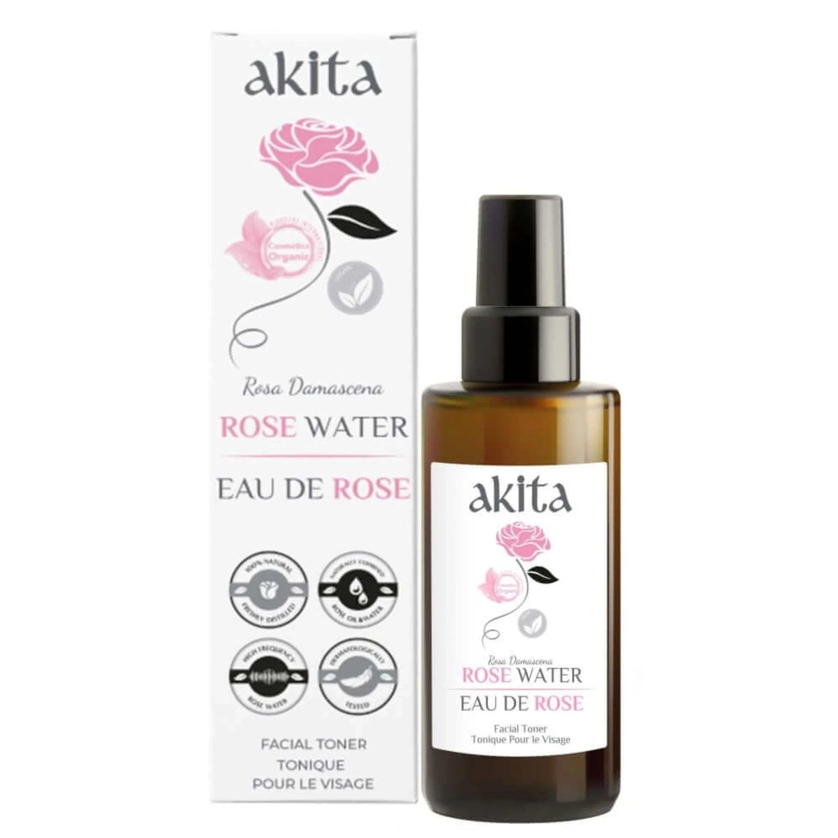 Akita Rose Water Glass Bottle 100ml