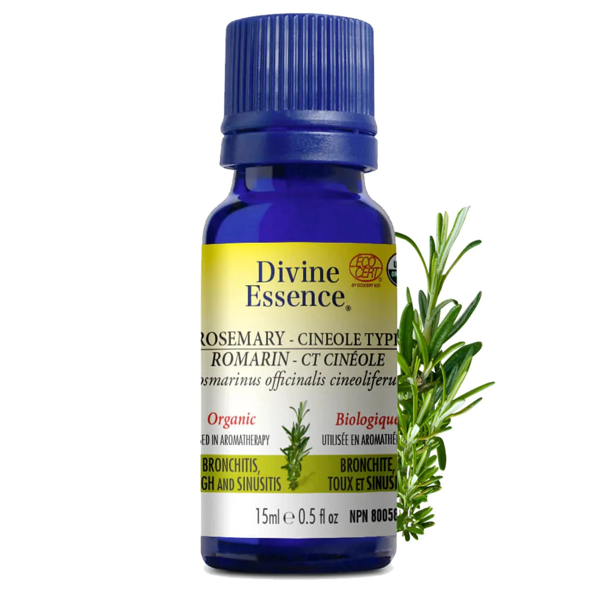 Divine Essence Organic Rosemary-Cineole Type Essential Oil 15ml