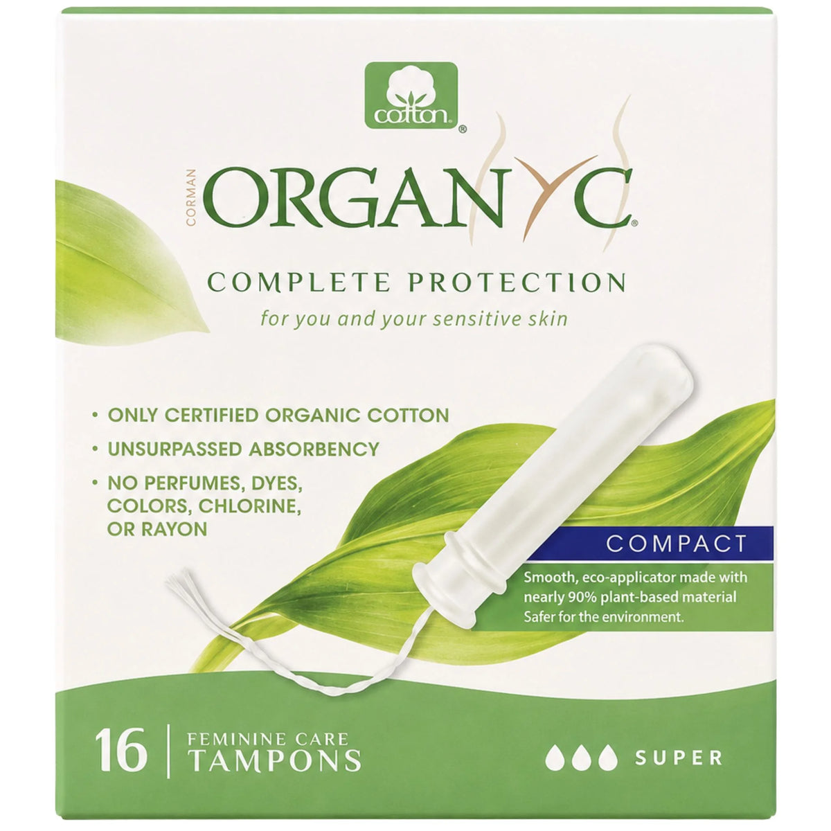 Organyc Tampons Compact Applicator Super 16 Pieces