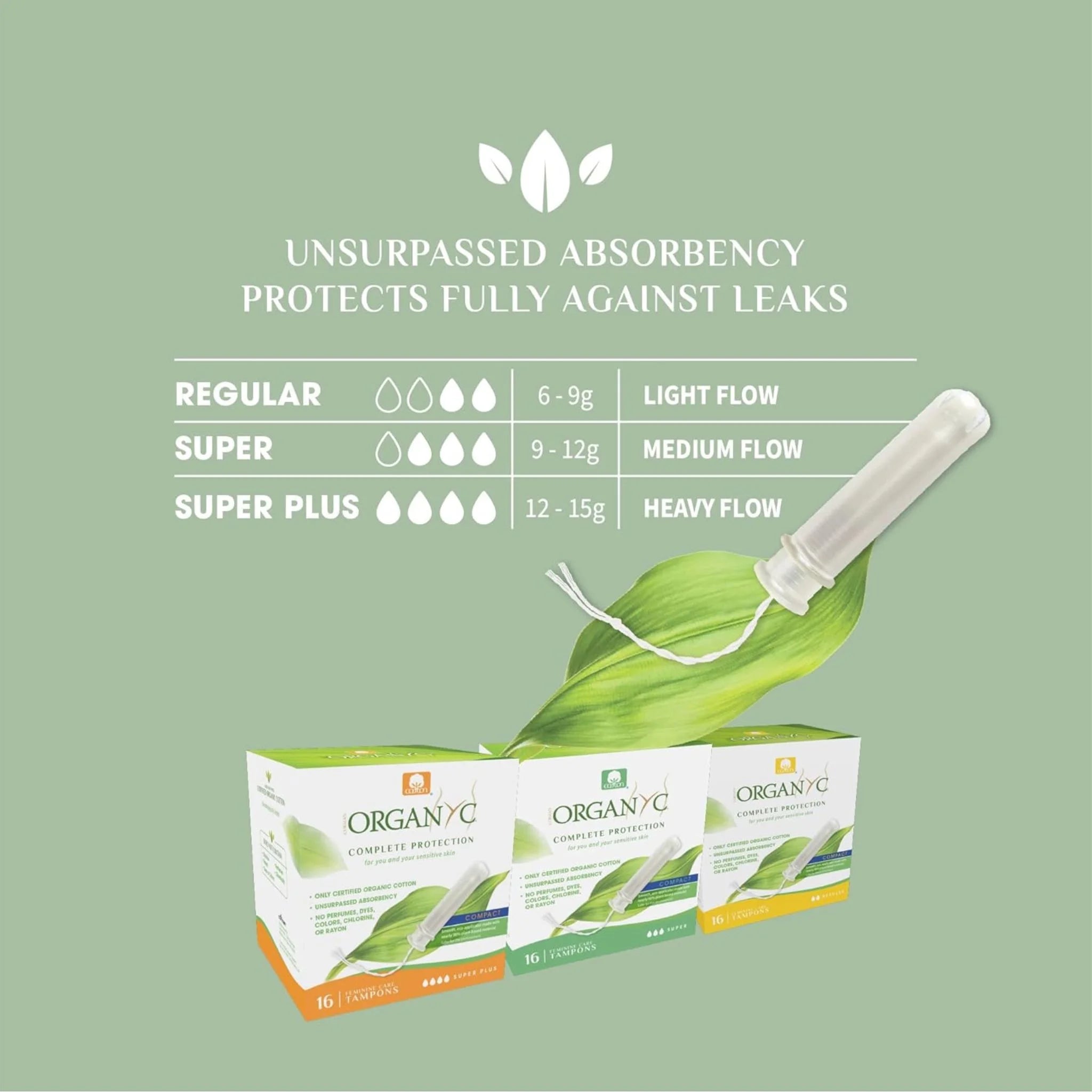 Organyc Tampons Compact Applicator Super 16 Pieces