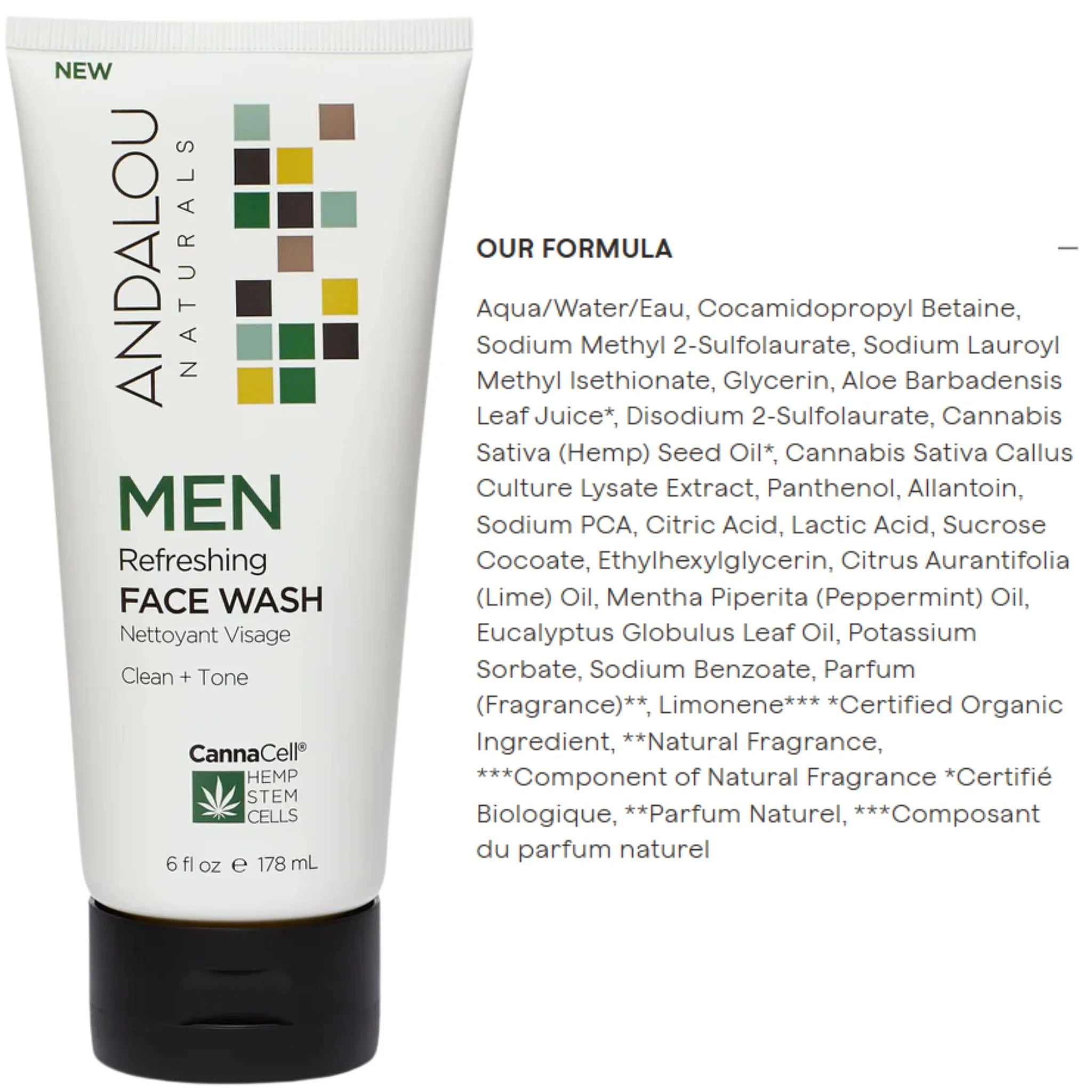 Andalou Naturals Men Refreshing Face Wash 178ml