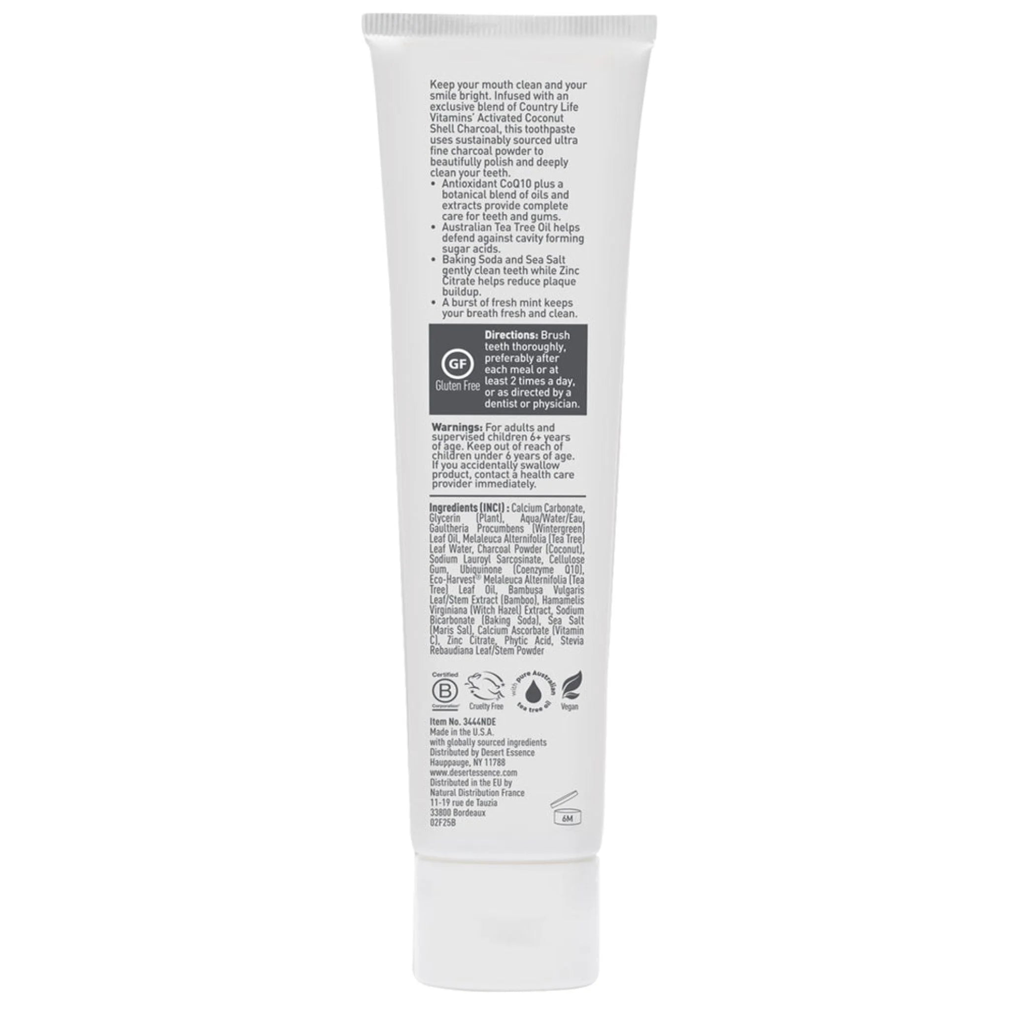 Desert Essence Activated Charcoal Mint Toothpaste 176g