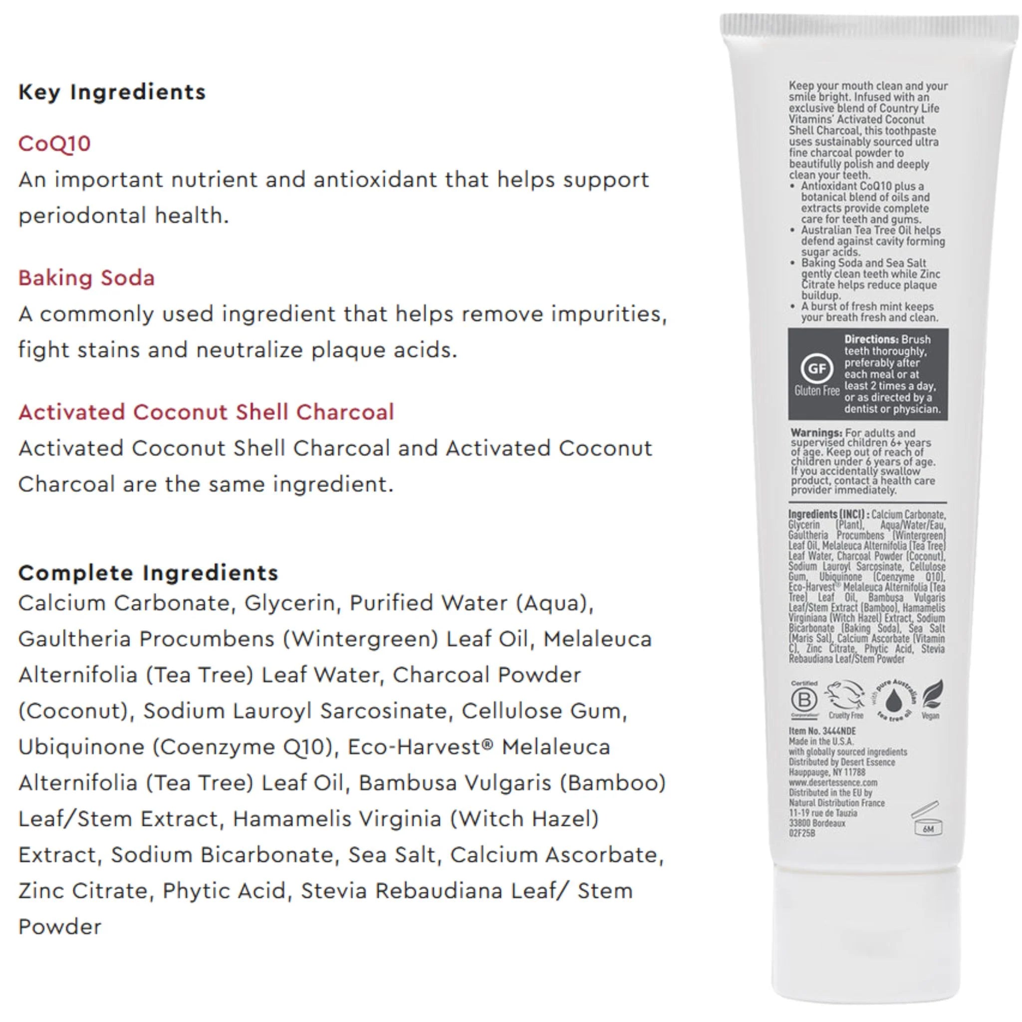 Desert Essence Activated Charcoal Mint Toothpaste 176g