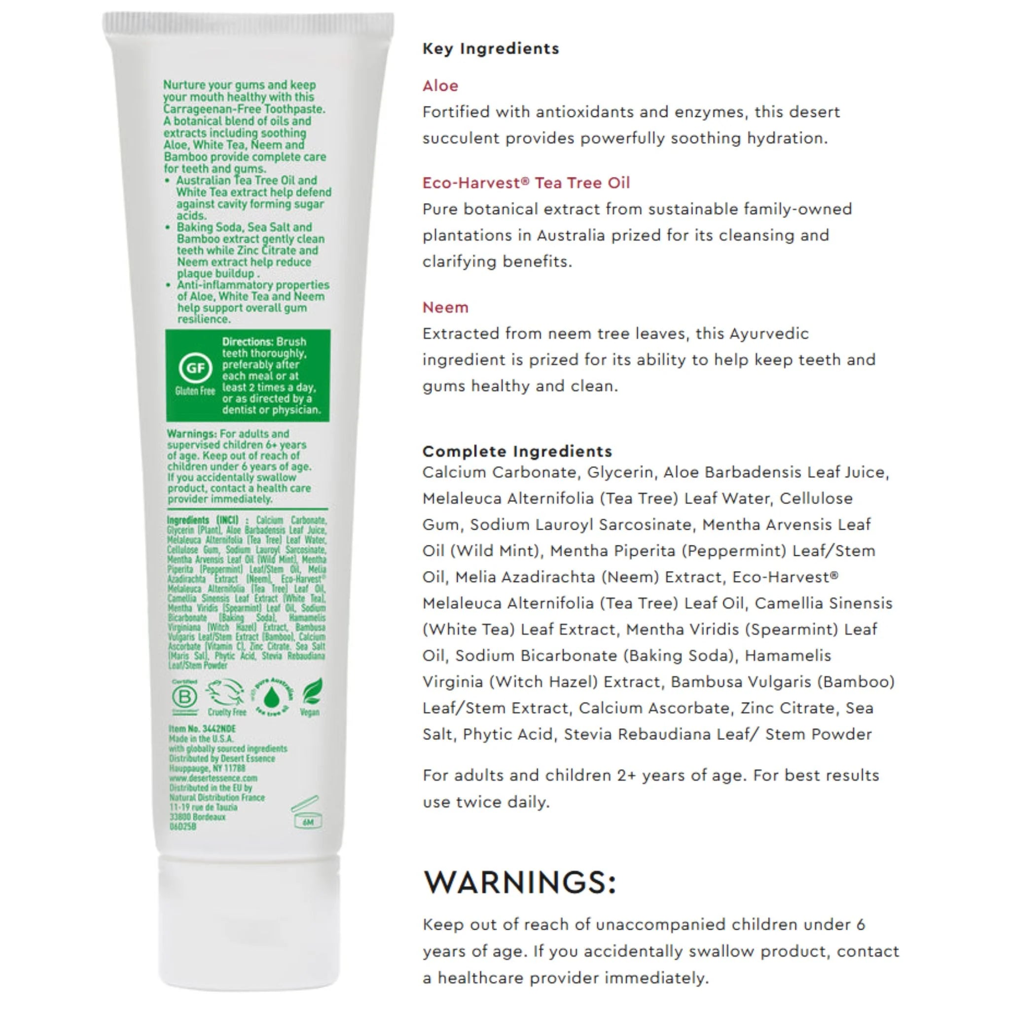 Desert Essence Aloe and Tea Tree Oil Toothpaste 176g