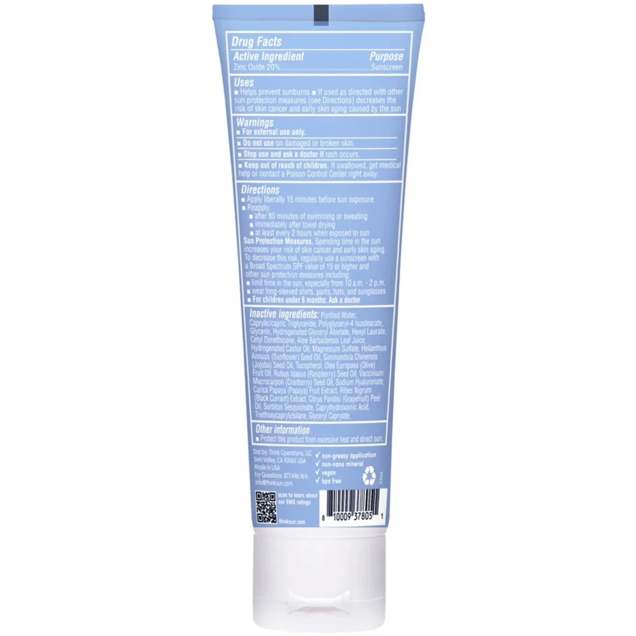 Thinksport Clear Zinc Sunscreen SPF 30 89ml