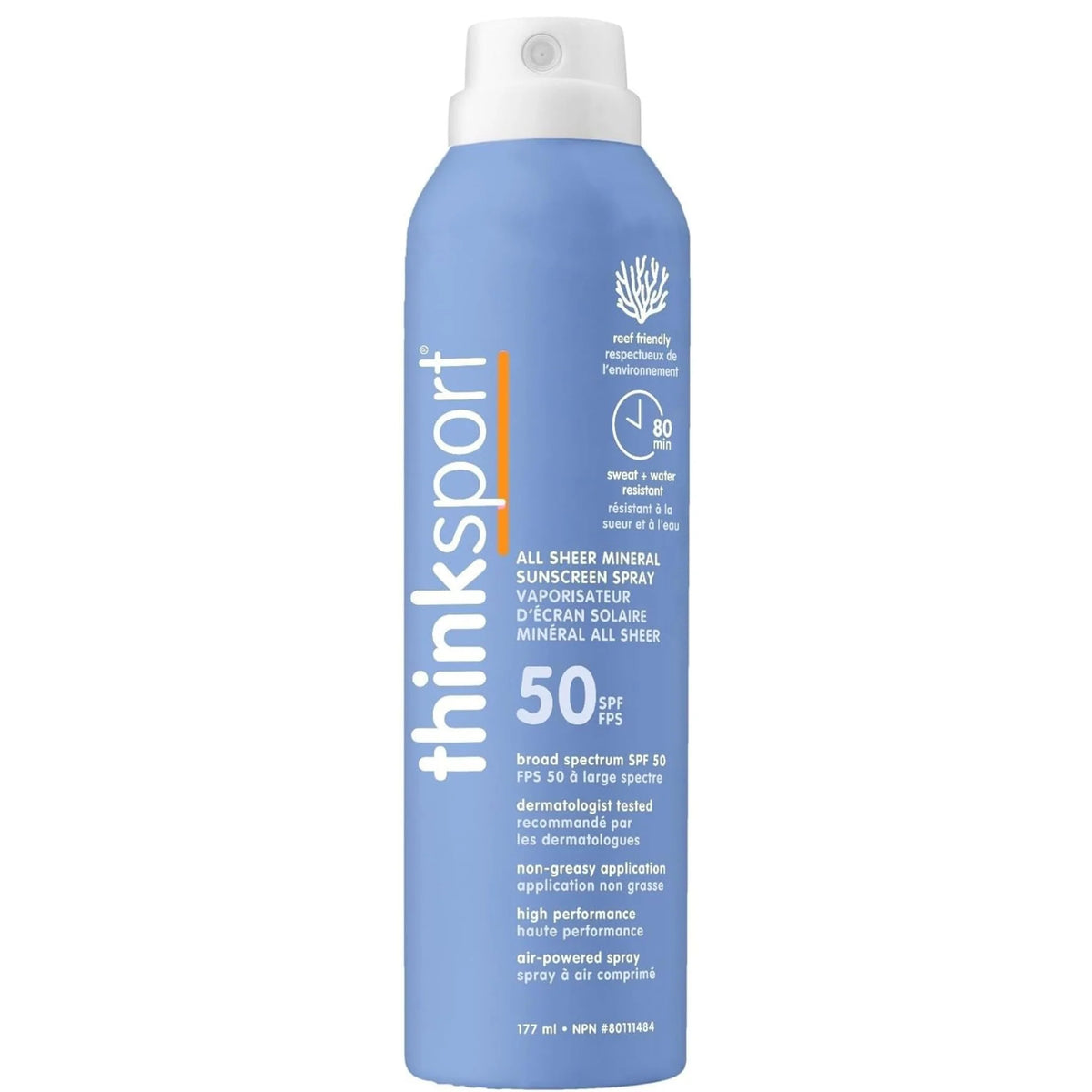 Thinksport Clear Zinc Sunscreen Spray SPF50 177ml