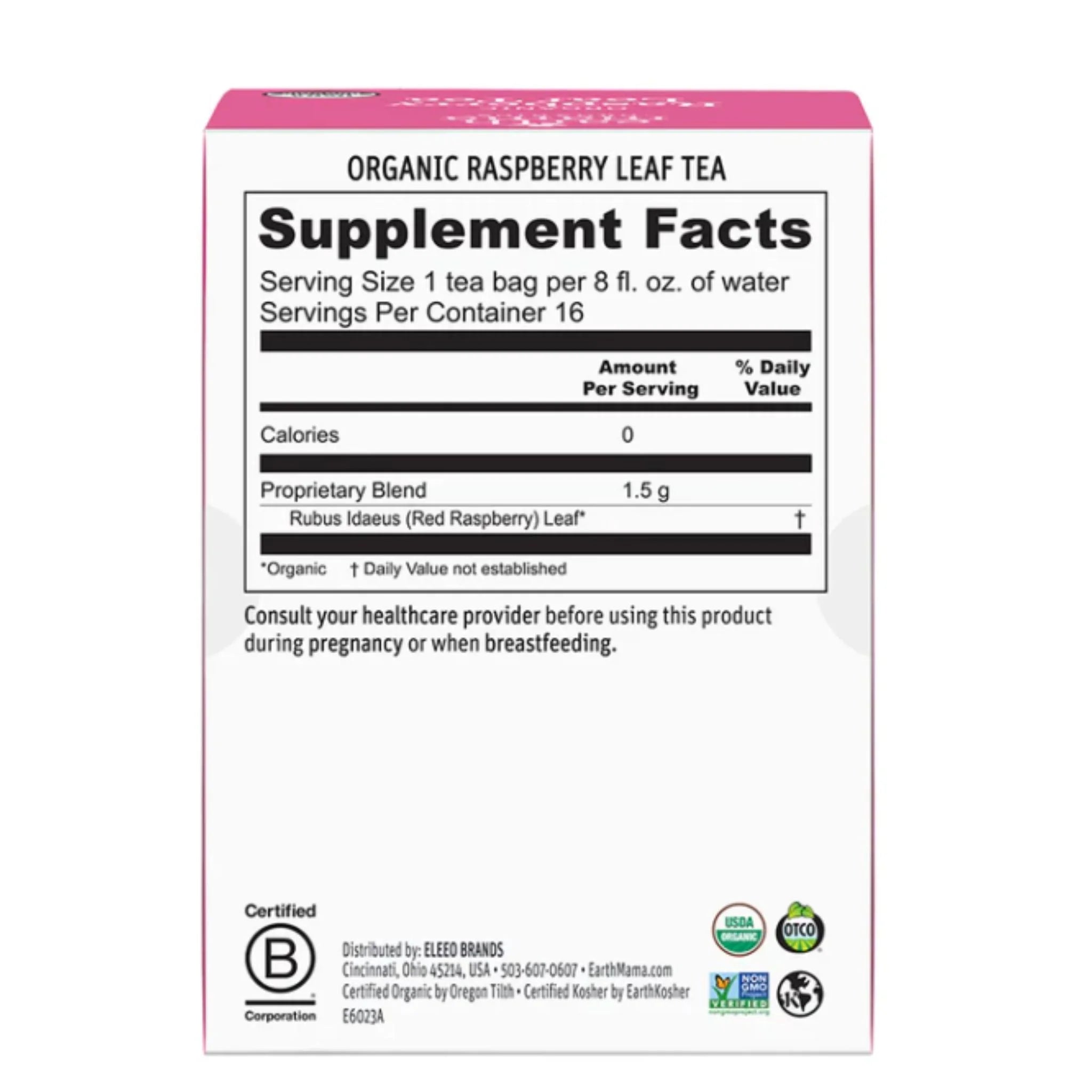 Earth Mama Organic Raspberry Leaf Tea 16bags