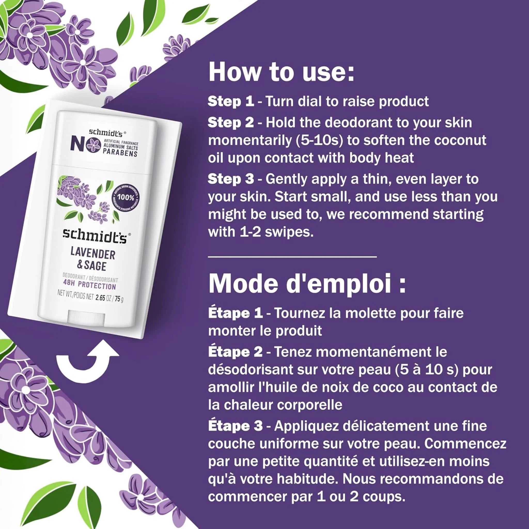 Schmidt's Deodorant Lavender & Sage 75g