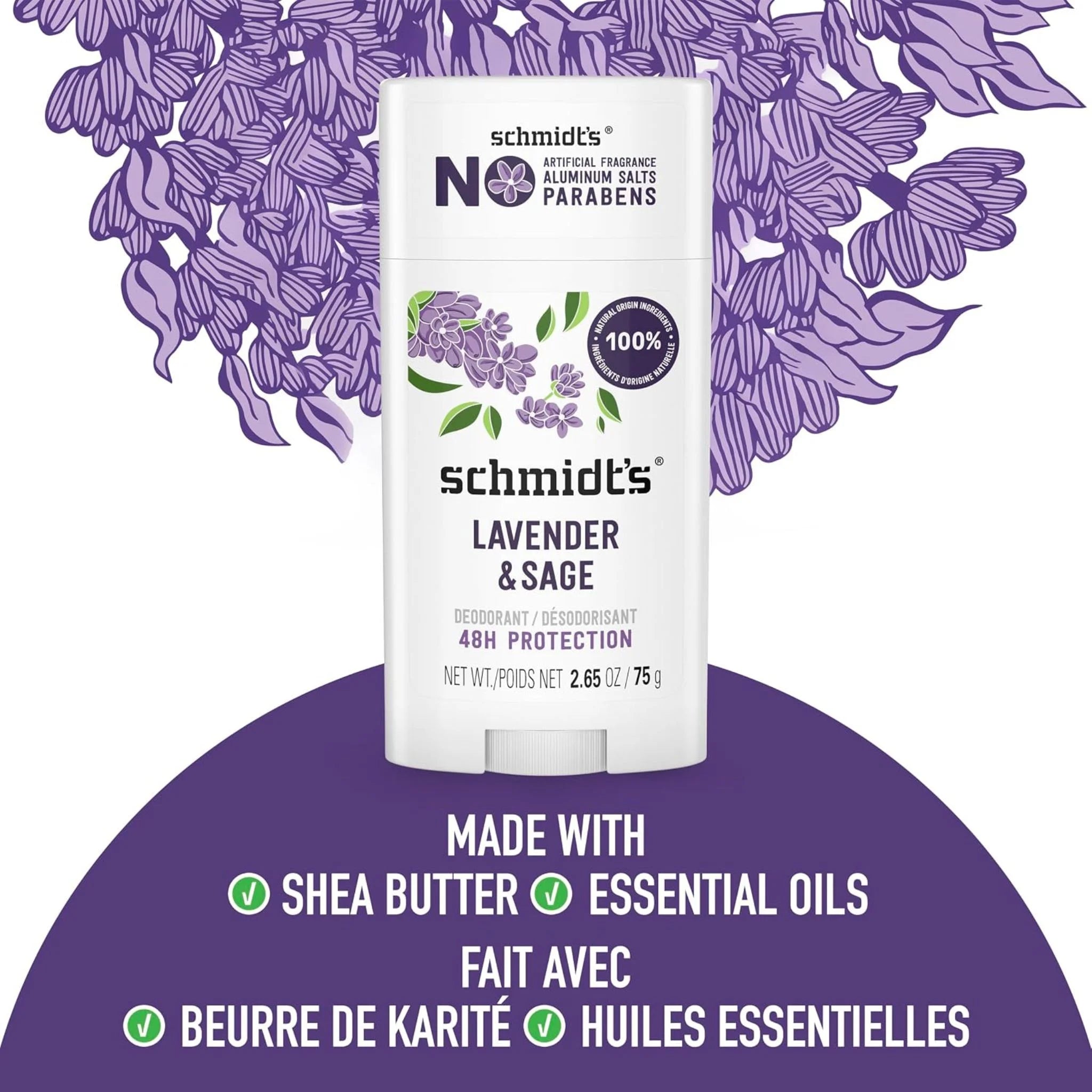 Schmidt's Deodorant Lavender & Sage 75g