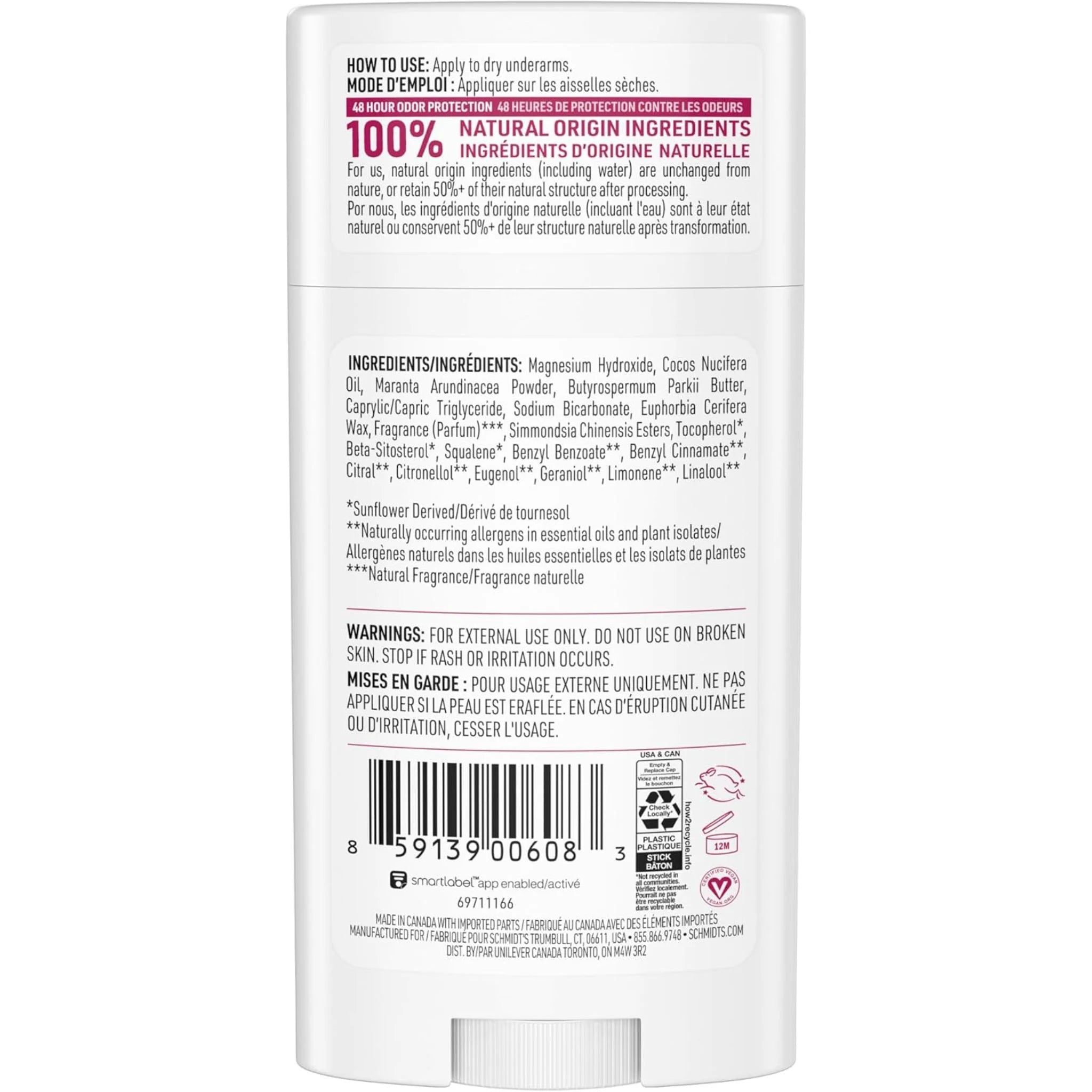 Schmidt's Deodorant Rose & Vanilla 75g