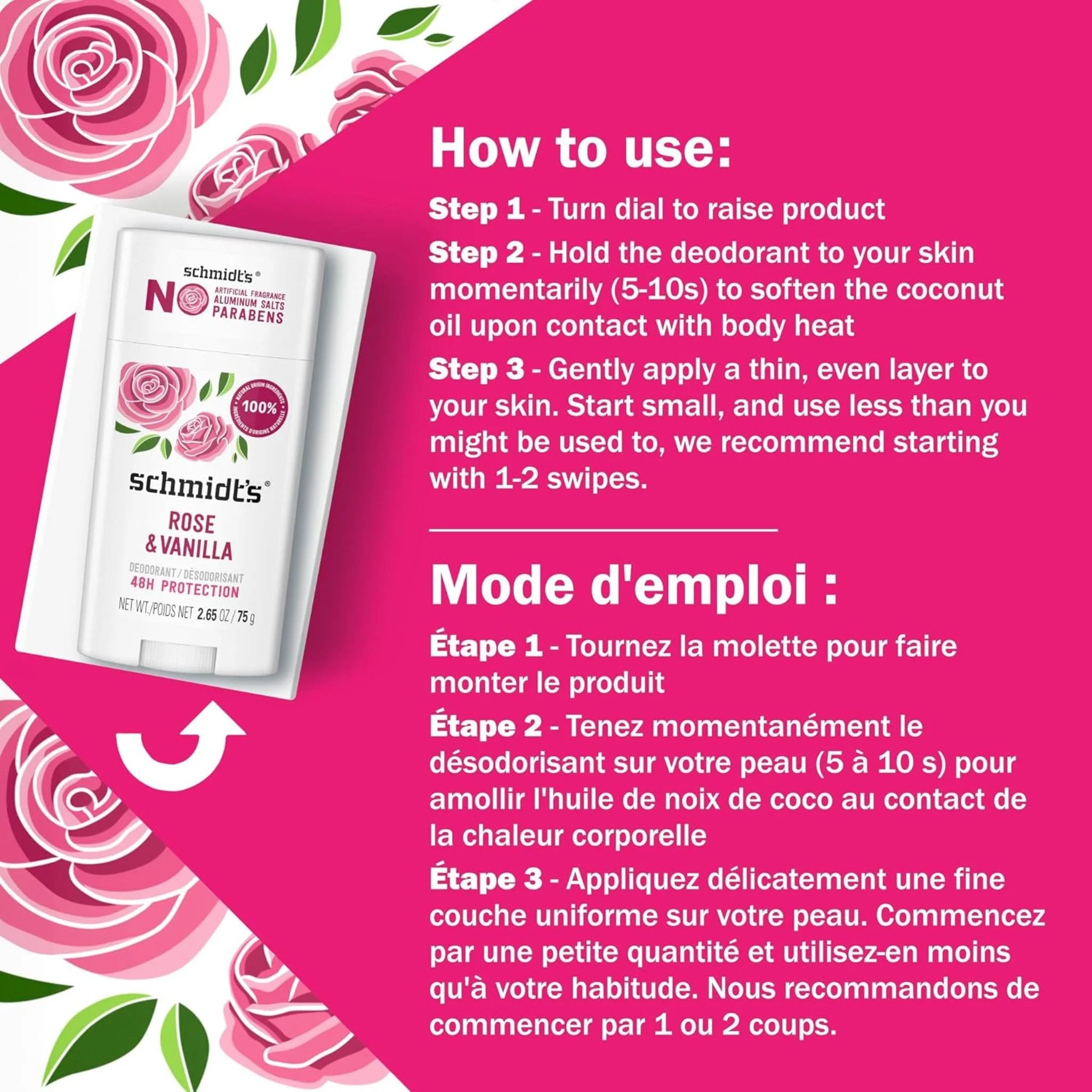 Schmidt's Deodorant Rose & Vanilla 75g
