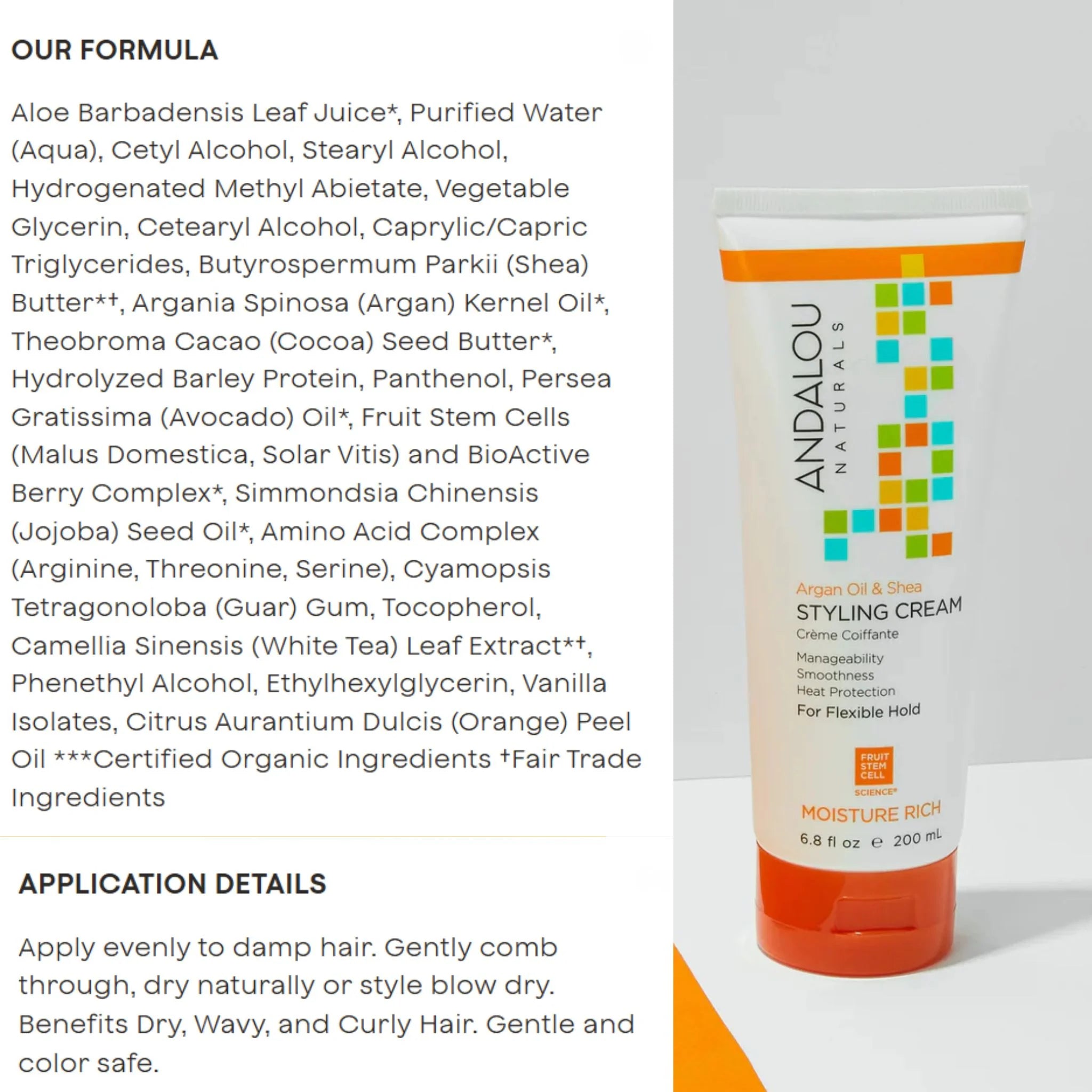 Andalou Naturals Argan Oil & Shea Styling Cream 200ml