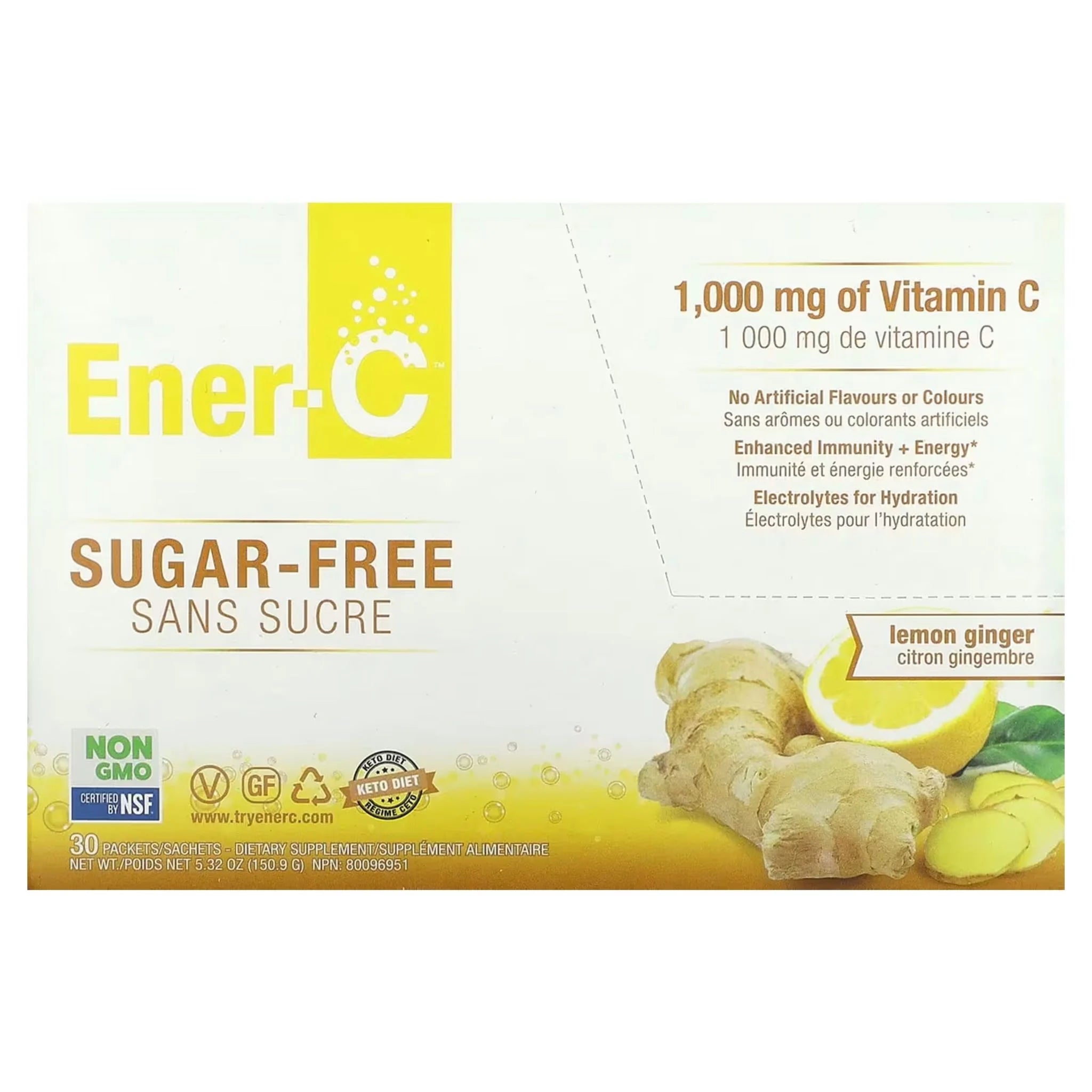 Ener-C Sugar Free Lemon Ginger 30 Packets - Nature's Source Inc