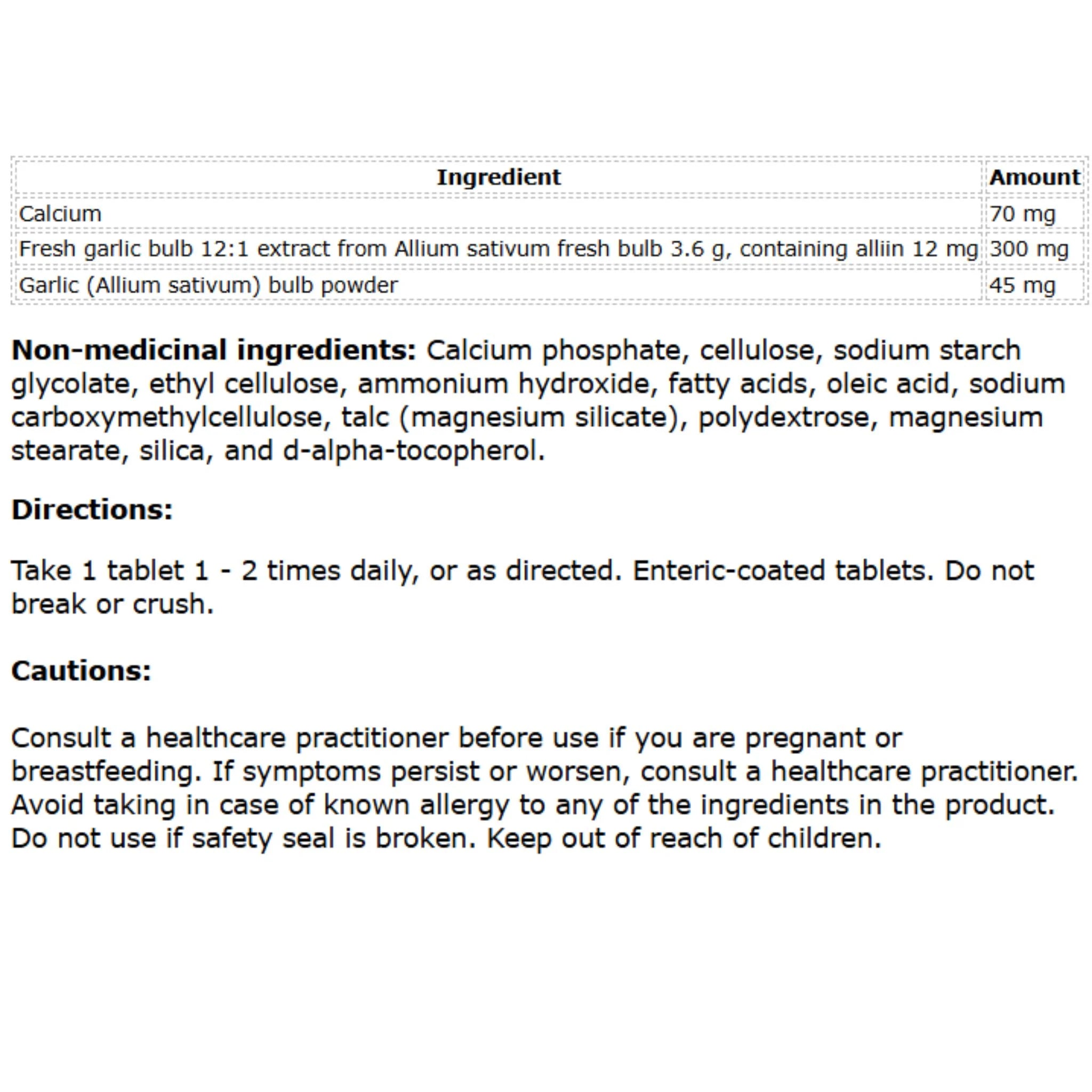 MediHerb Garlic 60c - Nature's Source Inc