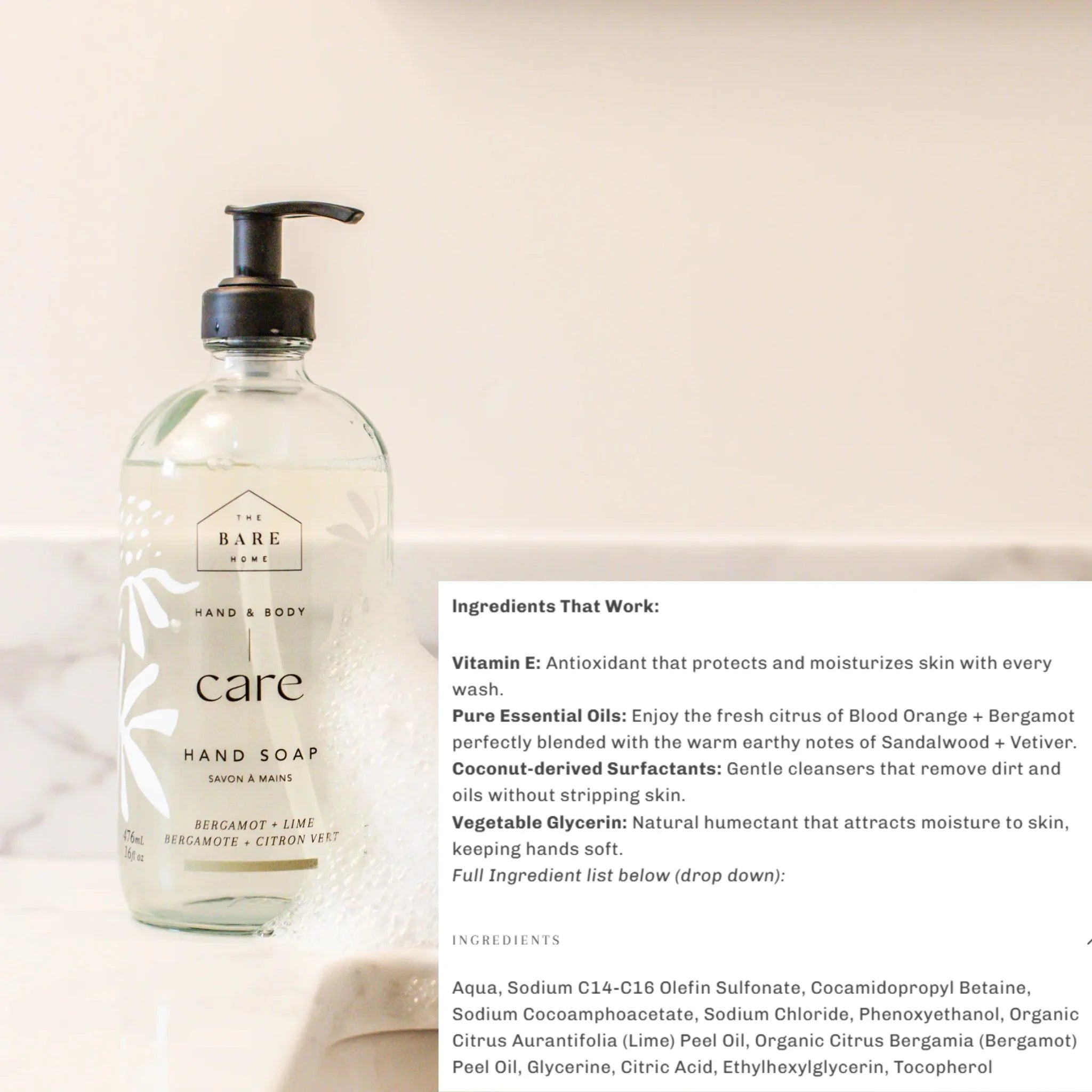 Bare Home Hand Soap Blood Orng Brgamt Sndlwd 476ml