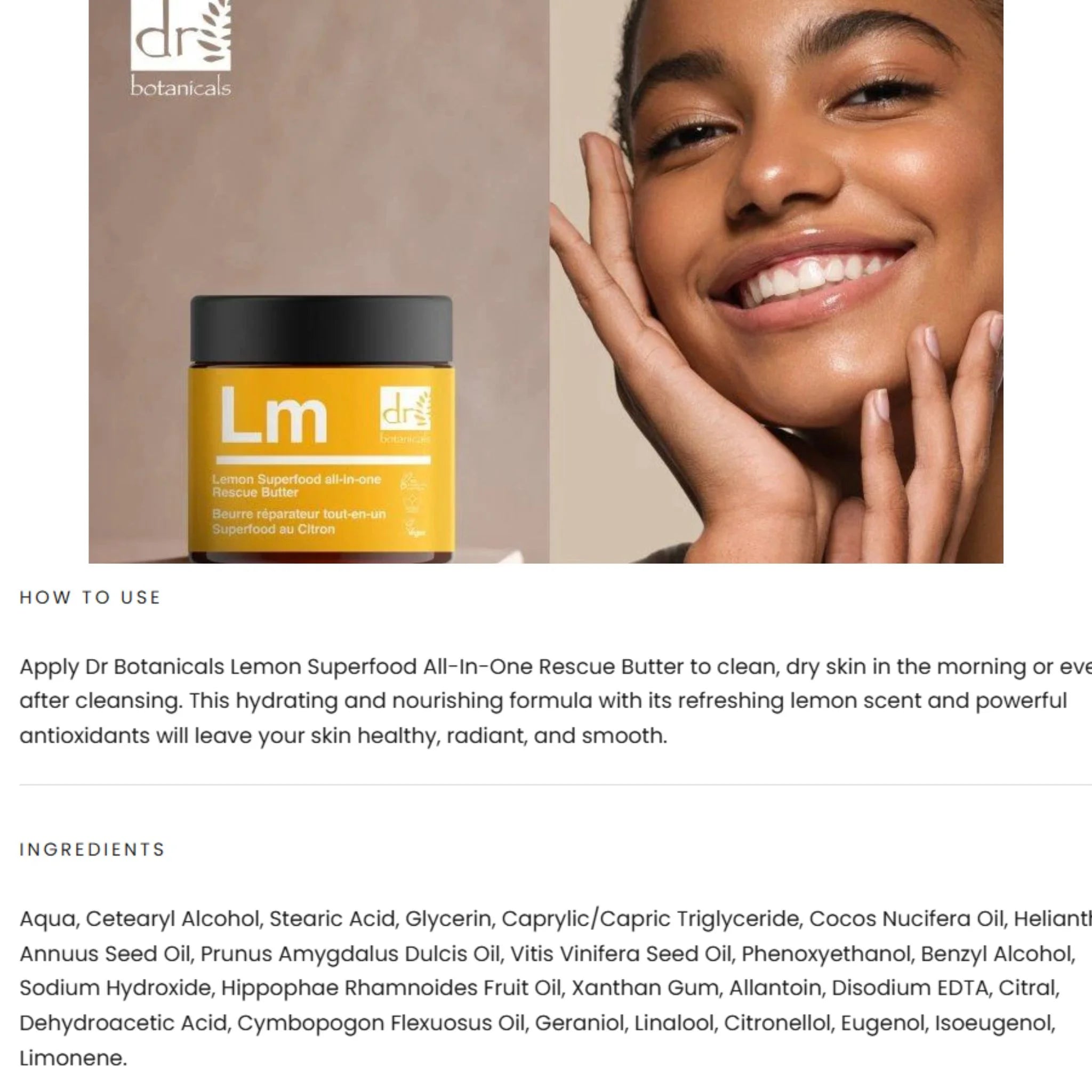 Dr Botanicals Lemon Superfood All-in-One Rescue Butter 60ml