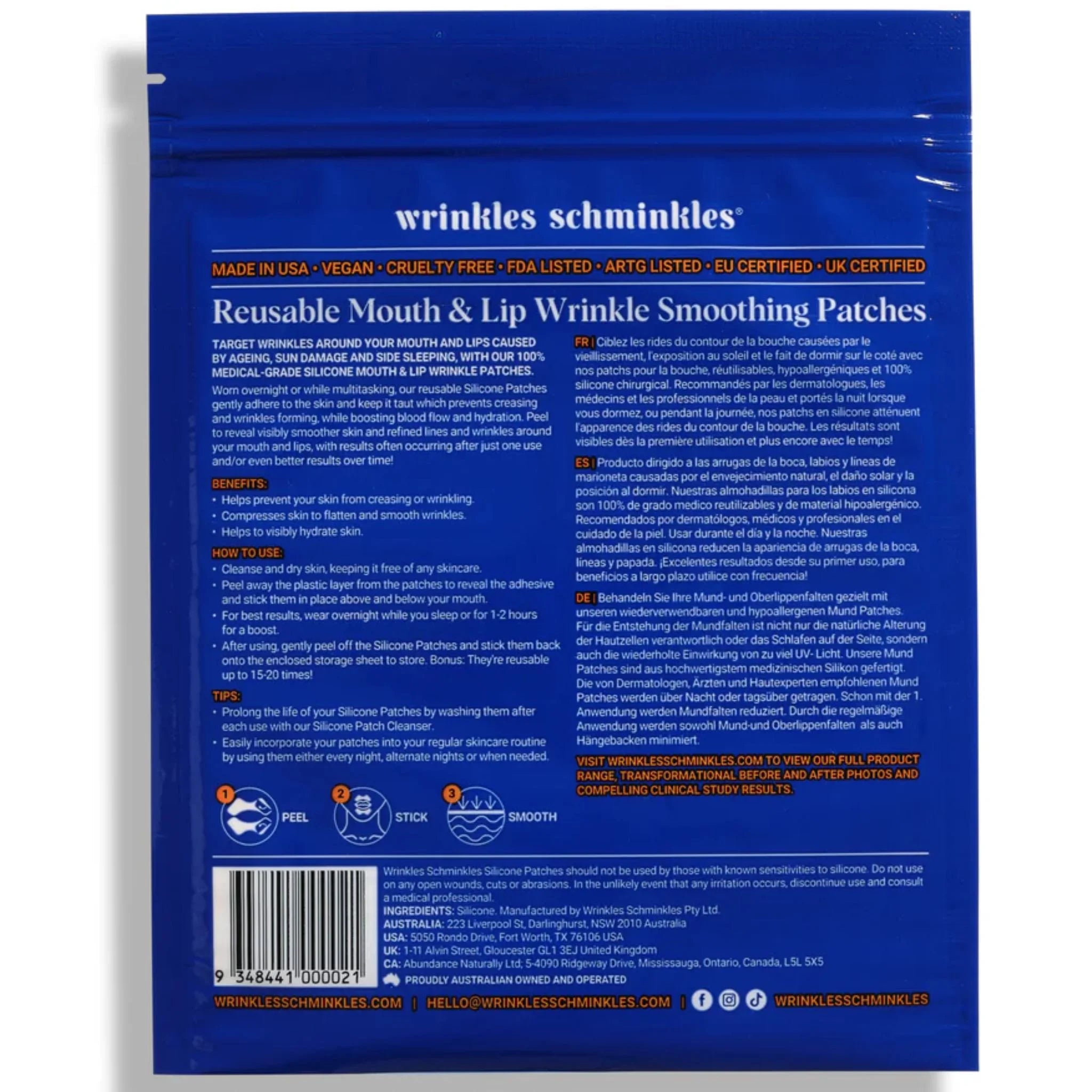 Wrinkles Schminkles Mouth & Lip Wrinkle Patches Reuse 2ct