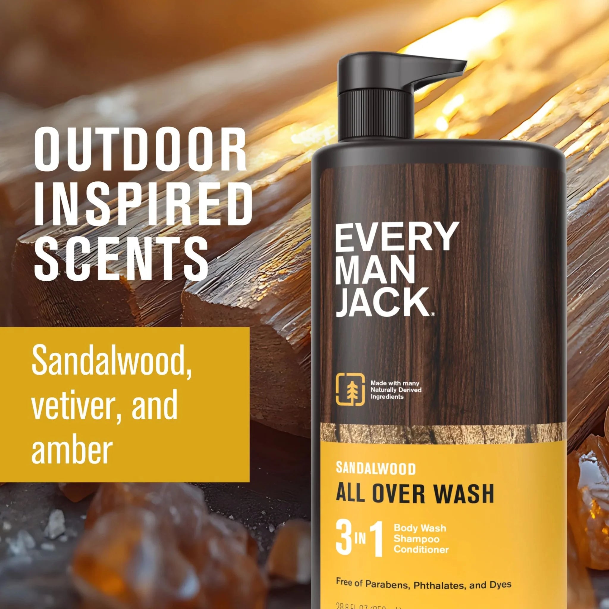 Every Man Jack 3-in-1 All Over Wash Sandalwood 852ml - Nature's Source Inc
