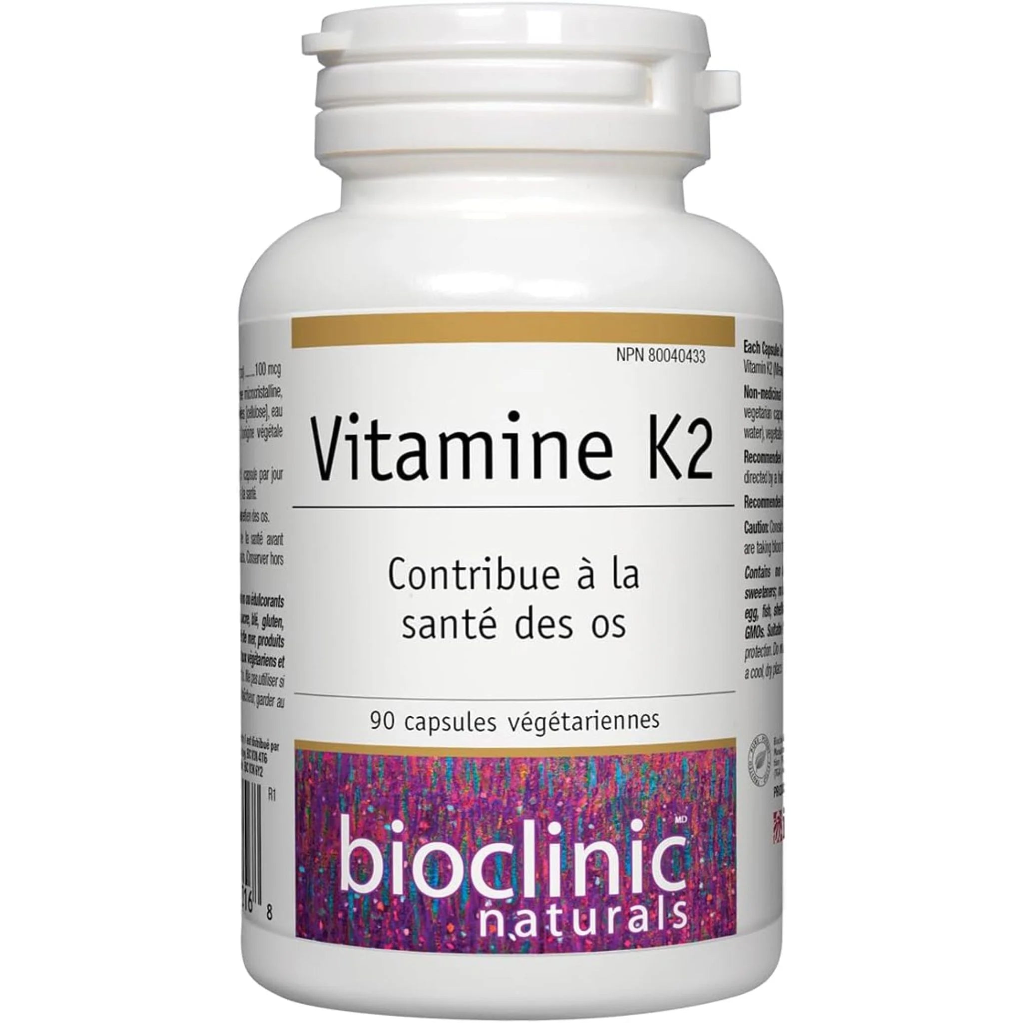 Bioclinic Naturals Vitamin K2, 100 mcg 90 Vegan Capsules - Nature's Source Inc