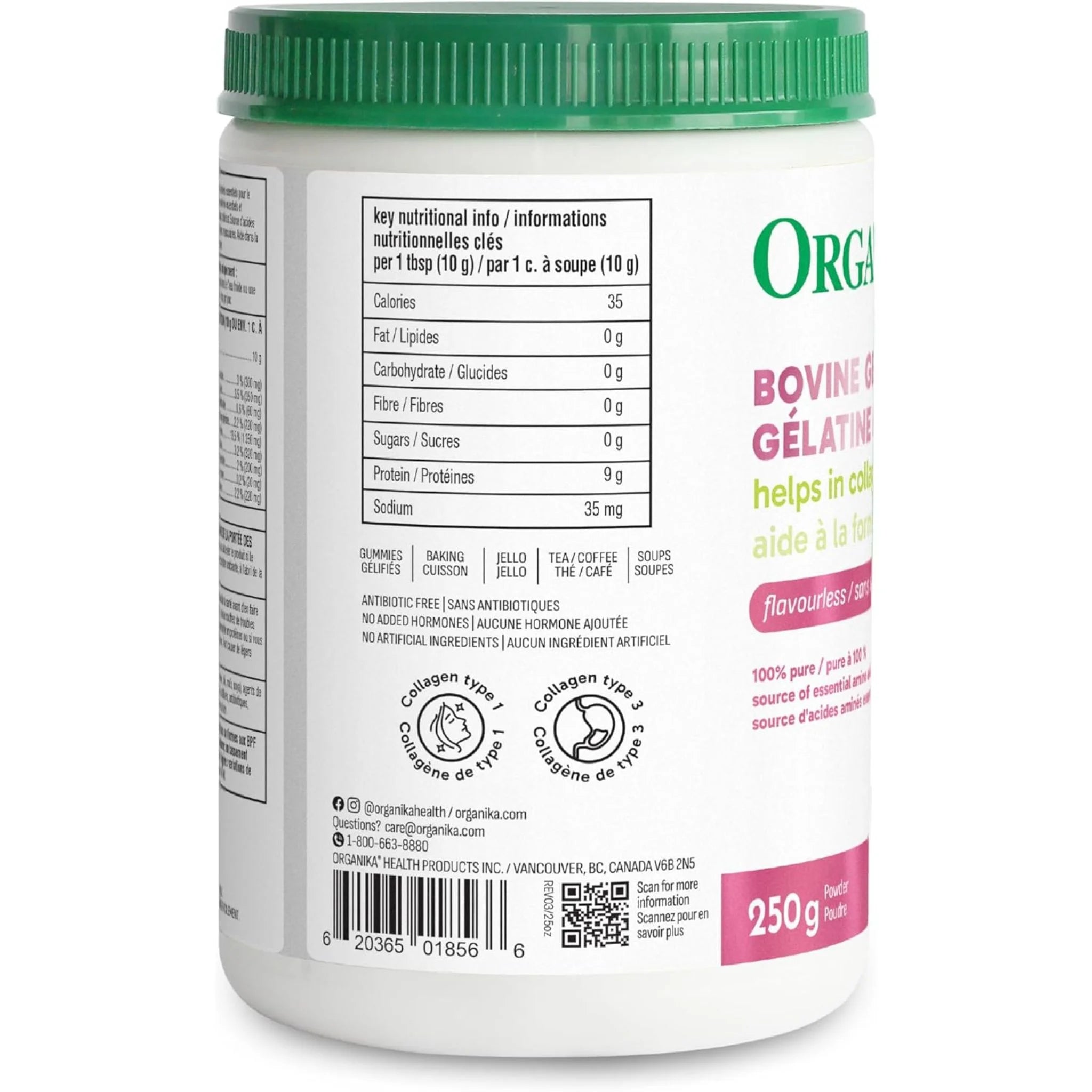 Organika Original Bovine Gelatin Powder 250g - Nature's Source Inc