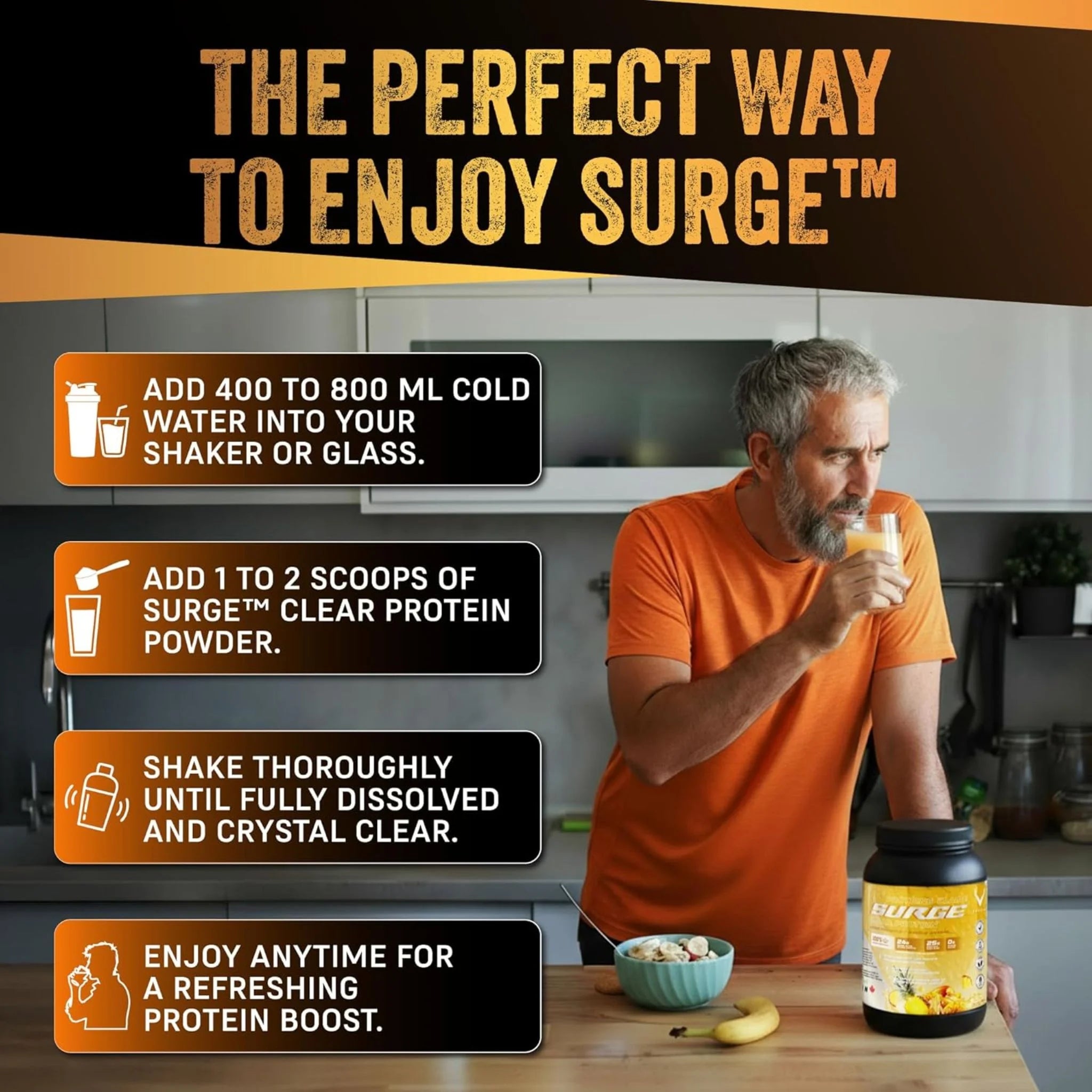 VEGAIN SURGE Clear Vegan Isolate Mango Pineapple 454g - Nature's Source Inc