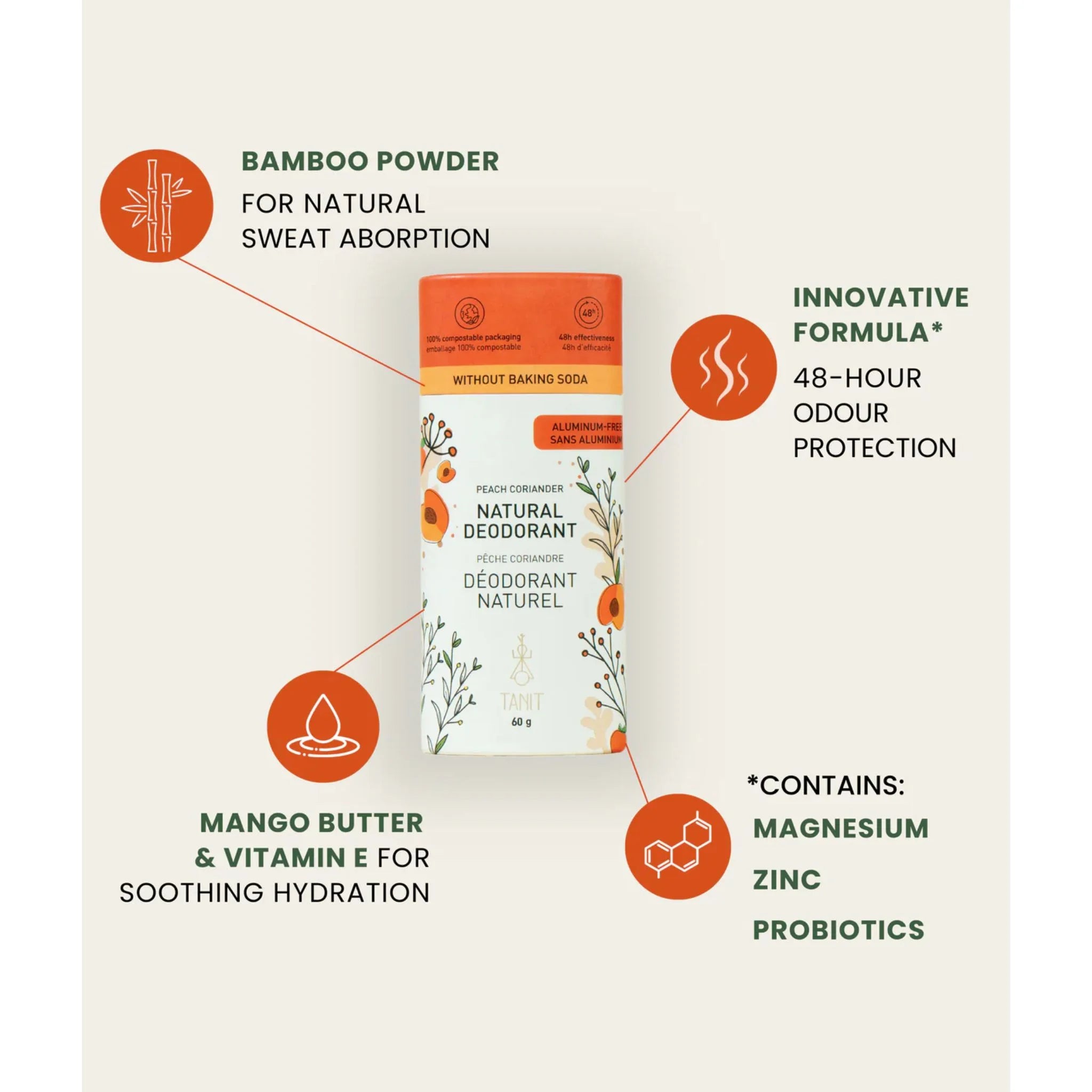 Tanit Natural Solid Deodorant Monoi 60g - Nature's Source Inc