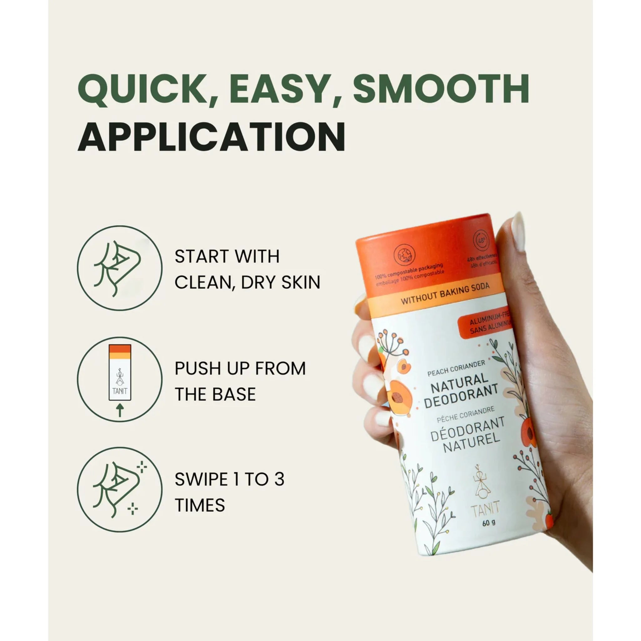 Tanit Natural Solid Deodorant Monoi 60g - Nature's Source Inc