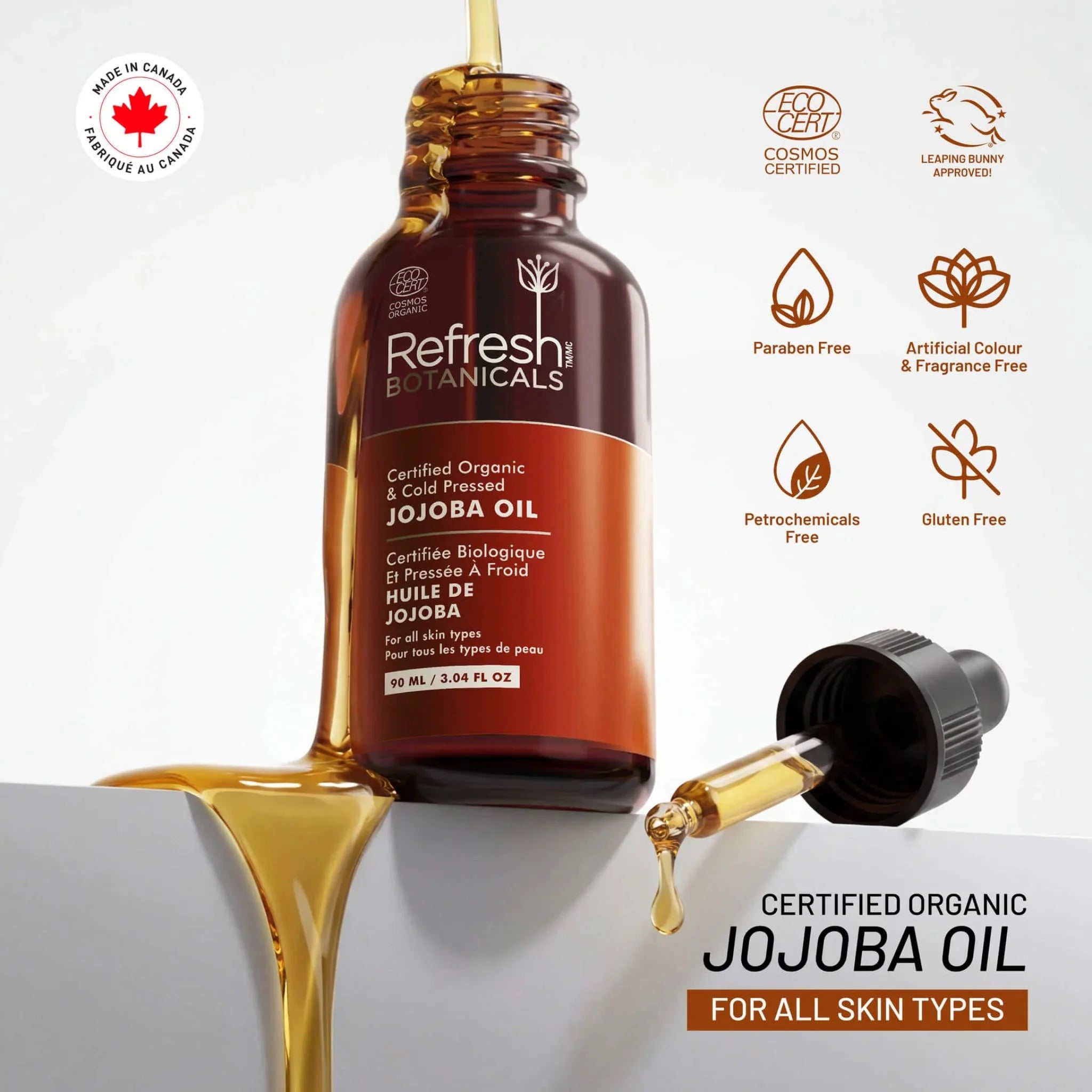 Refresh Botanicals Jojoba Oil Organic & Cold Pressed 90ml