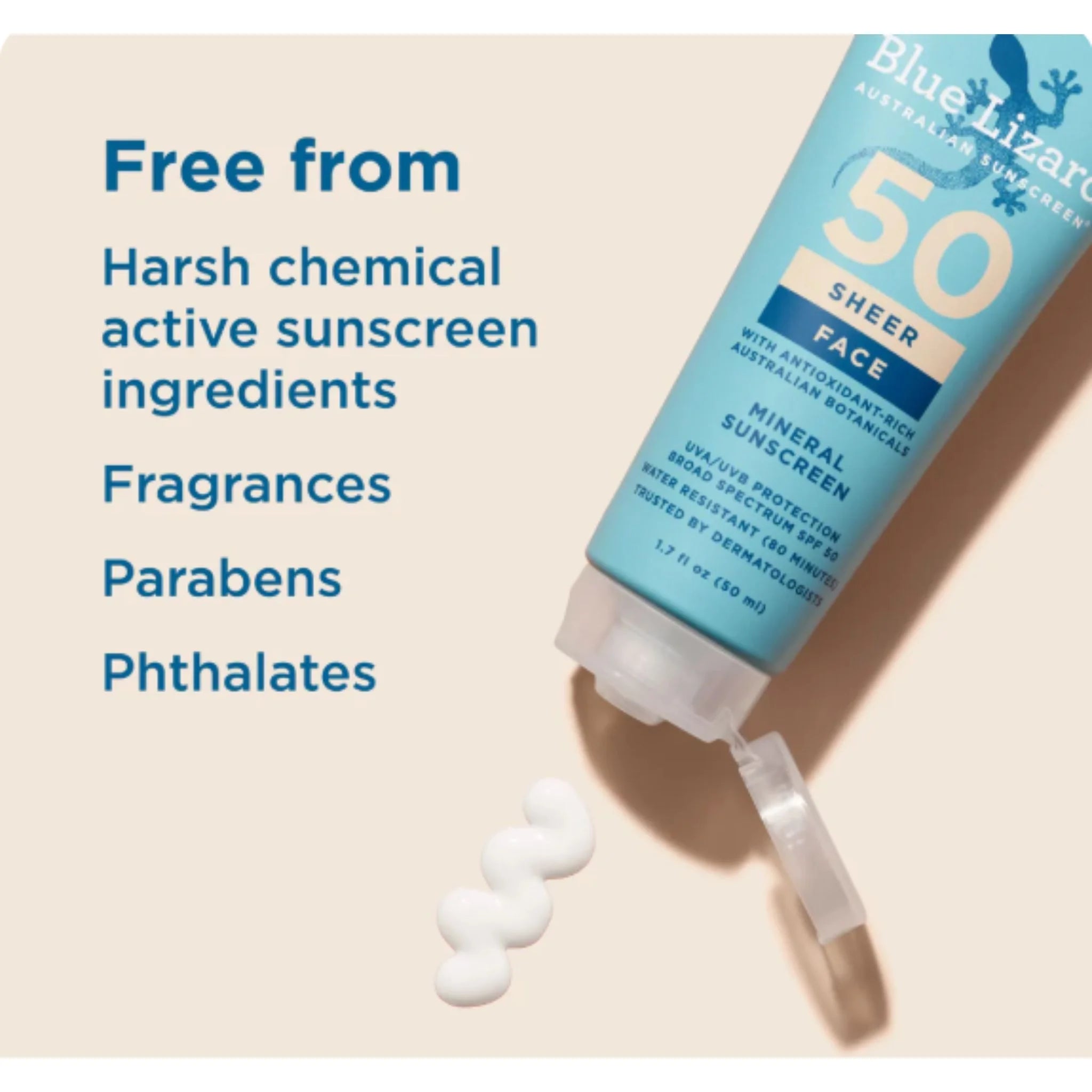 Blue Lizard Sunscreen Lotion Sheer Face SPF 50 50ml