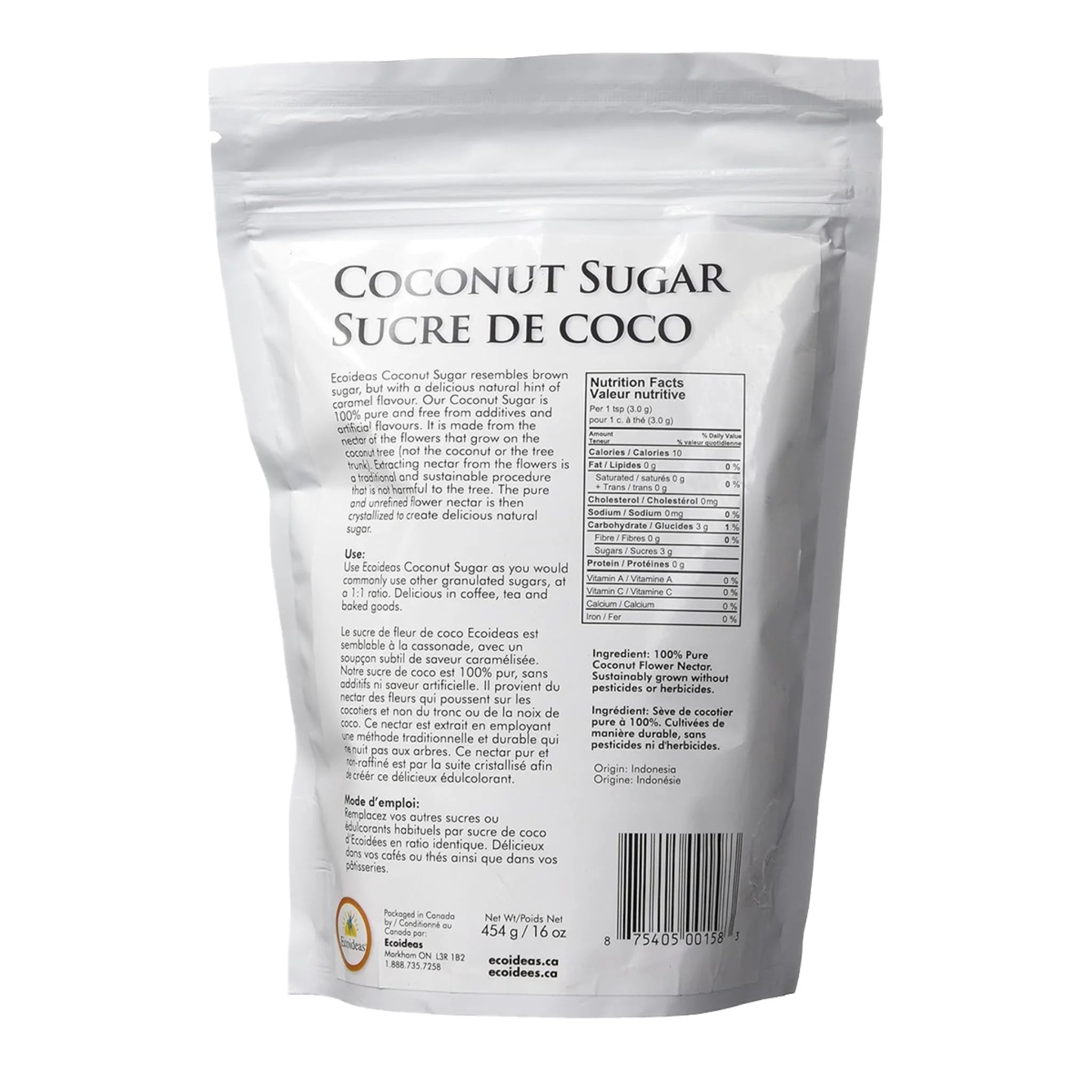 Ecoideas Coconut Sugar Dark Brown 454g