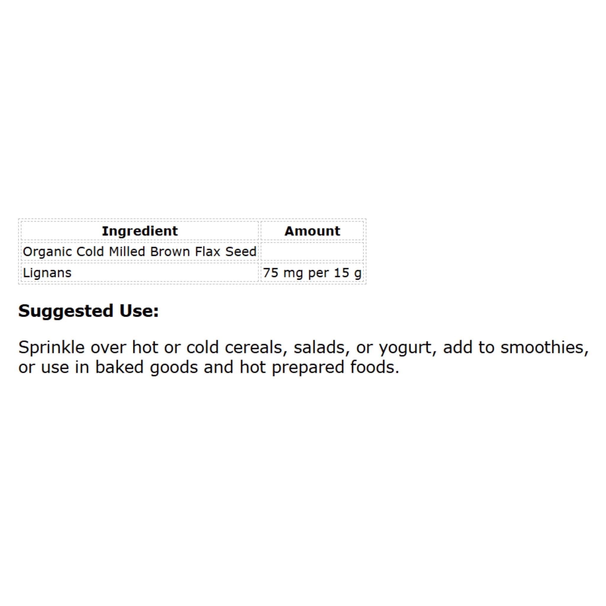 Gold Top Organics Whole Brown Flax Seed - 454g