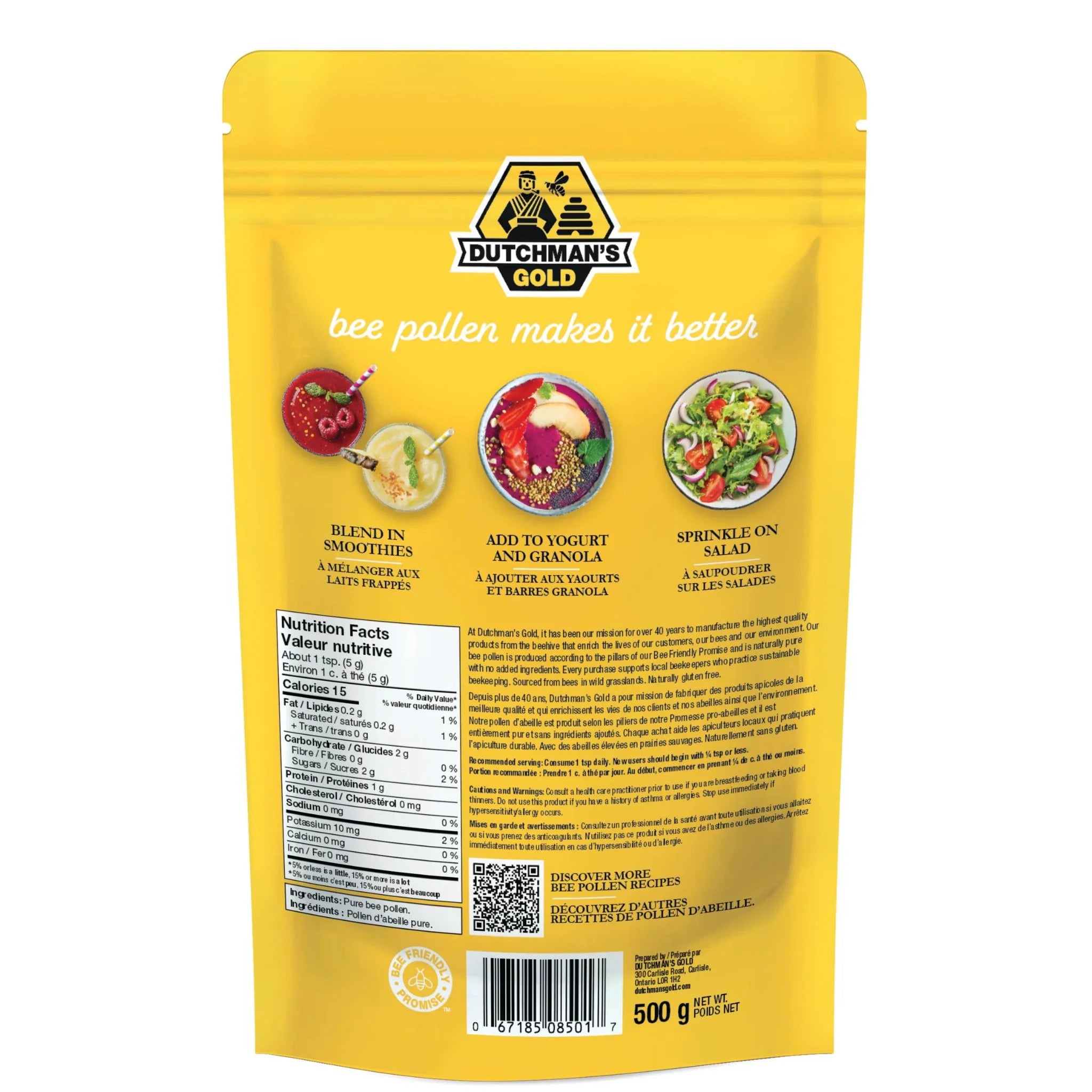 Dutchman's Gold Bee Pollen Bag 500g - Nature's Source Inc