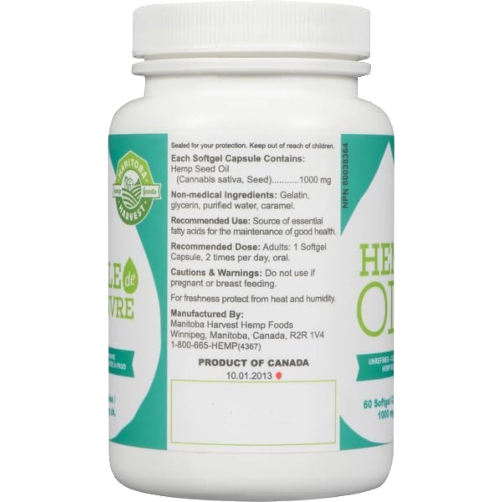 Manitoba Harvest Hemp Seed Oil Capsules 60 softgels