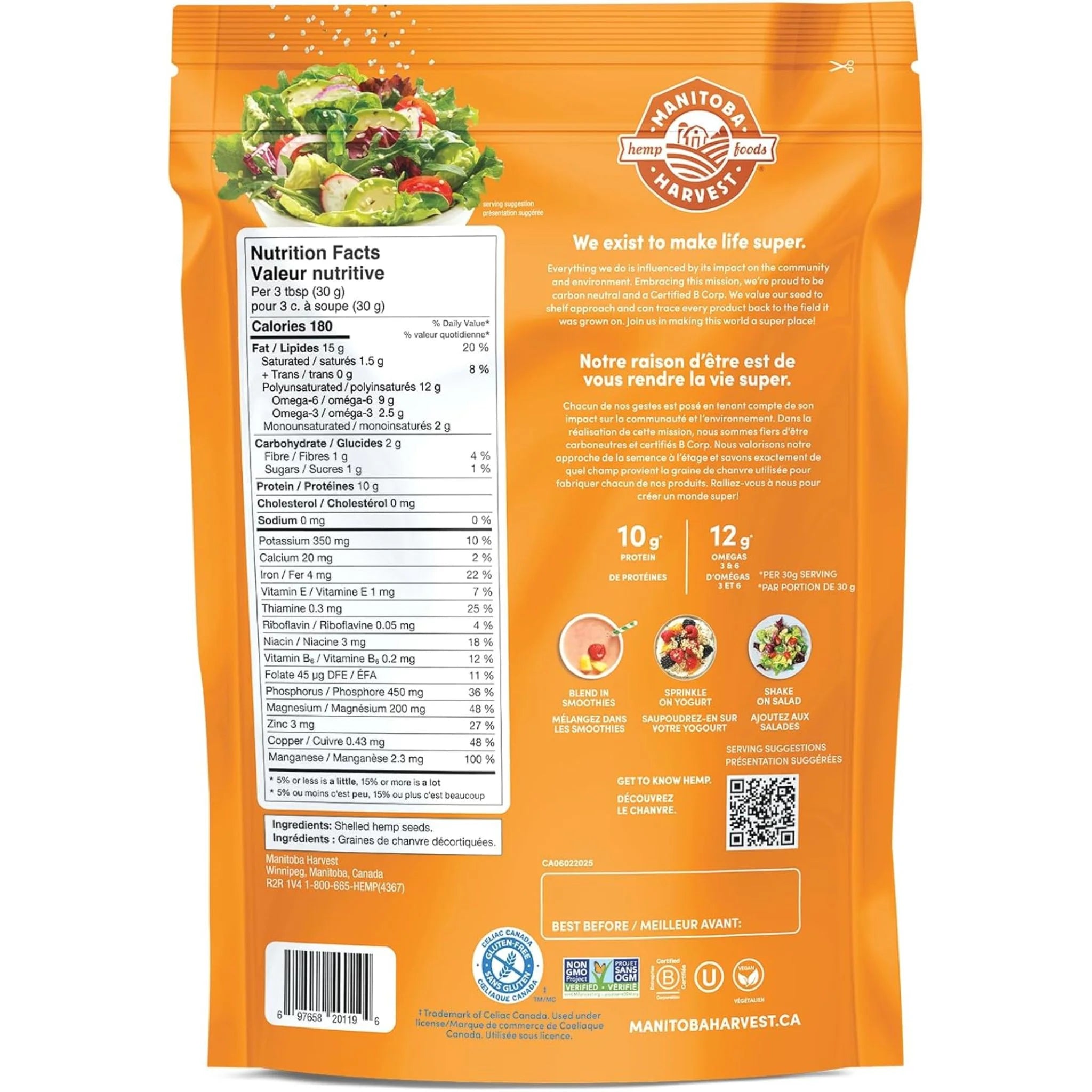 Manitoba Harvest Hemp Hearts Shelled Hemp Seed 454g