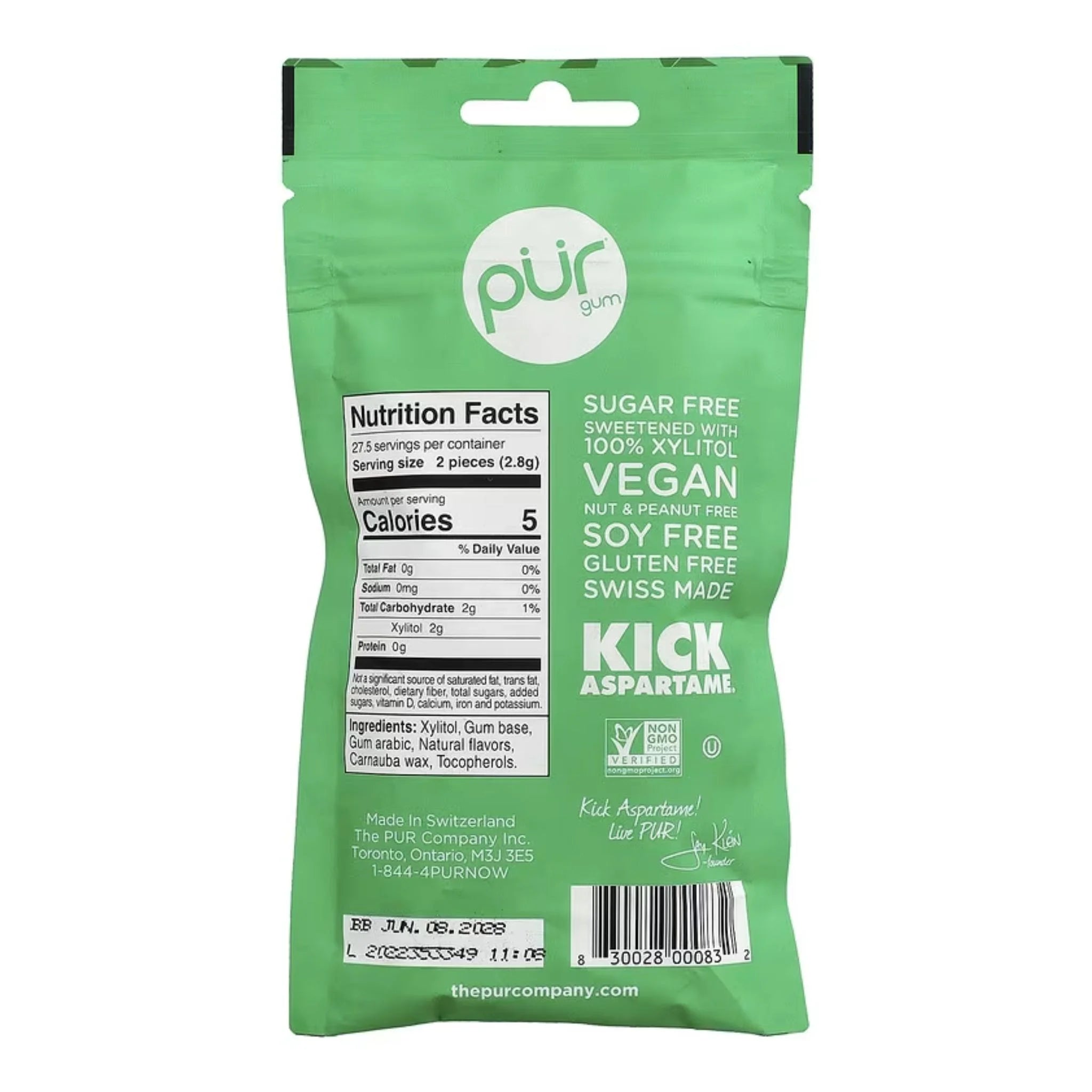 PUR Spearmint Gum Bag 55pc - Nature's Source Inc