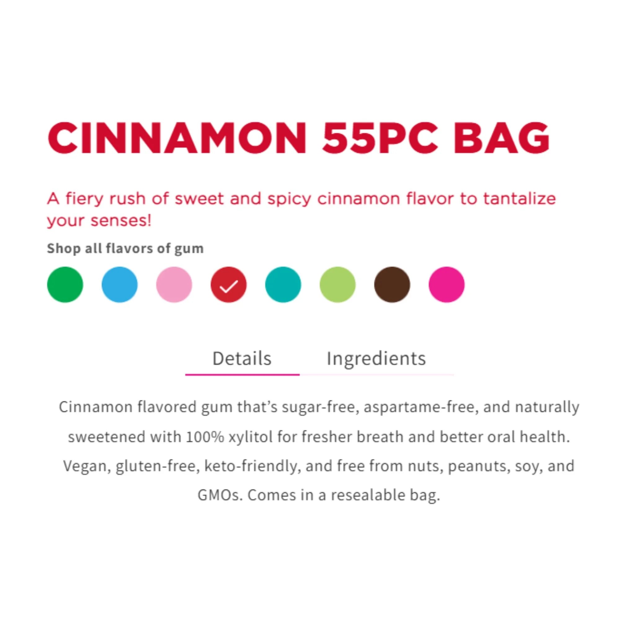 PUR Cinnamon Gum Bag 55pc - Nature's Source Inc