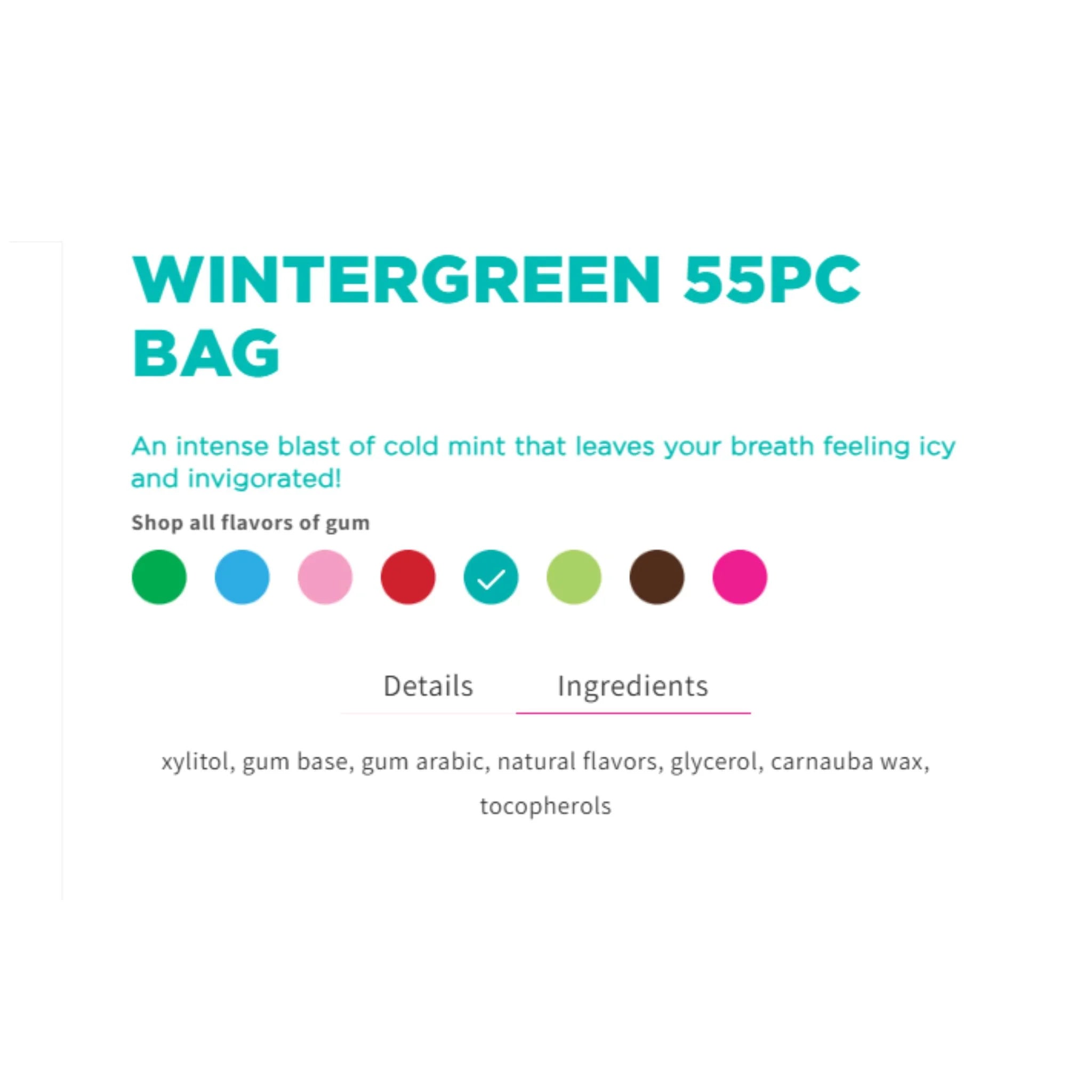 PUR Wintergreen Gum Bag 55pc - Nature's Source Inc