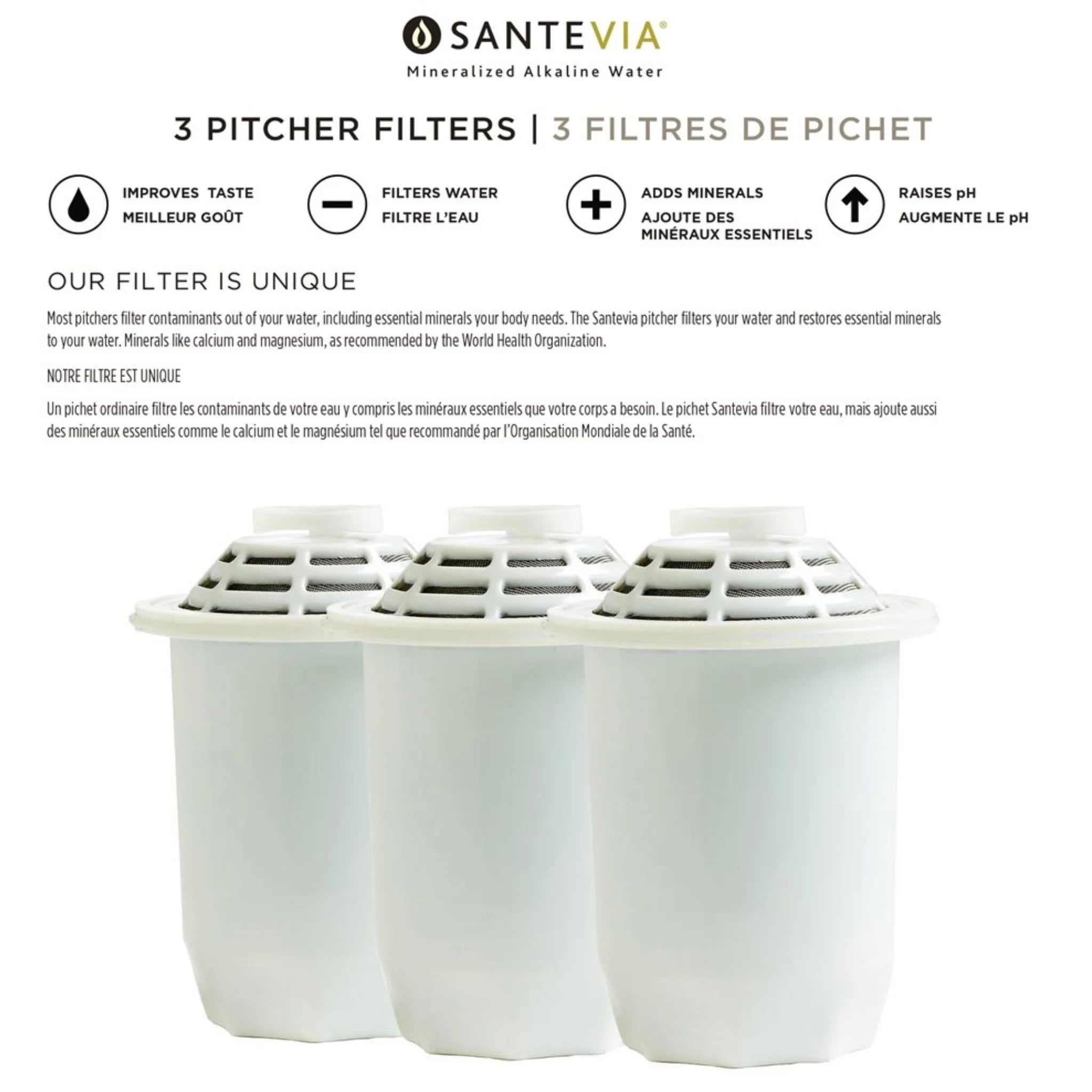 Santevia Classic Alkaline Pitcher Filter (3-Pack)