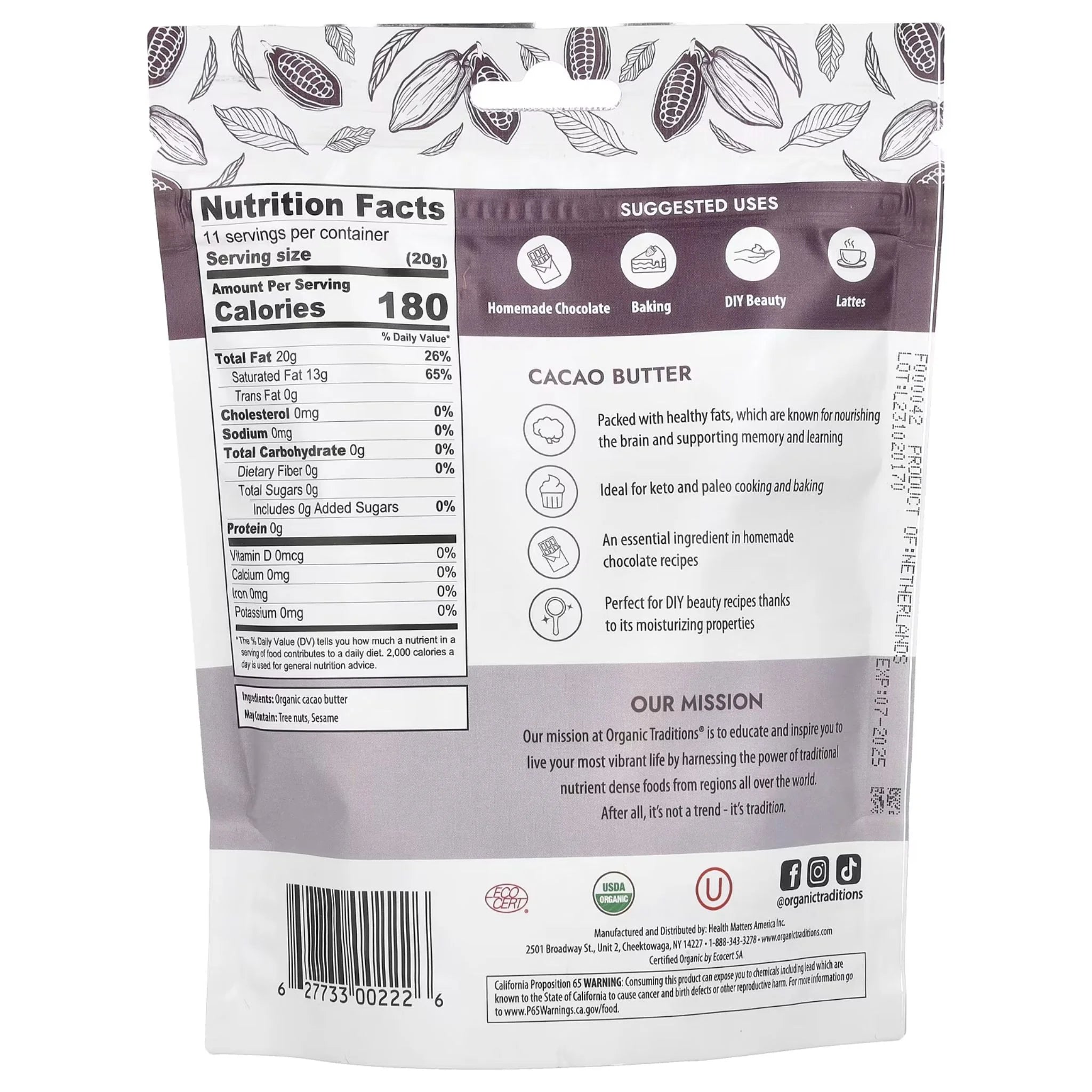 Organic Traditions Cacao Butter 227g