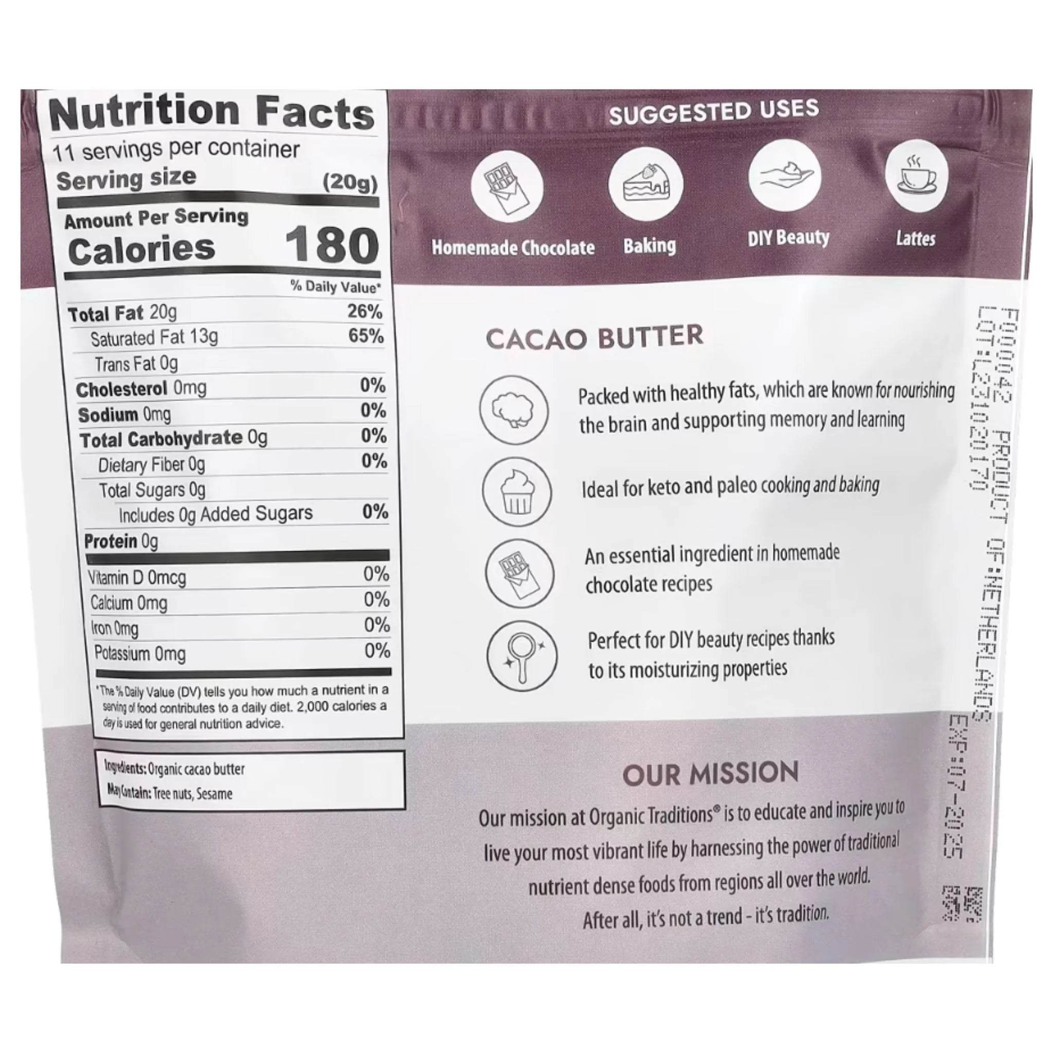 Organic Traditions Cacao Butter 227g