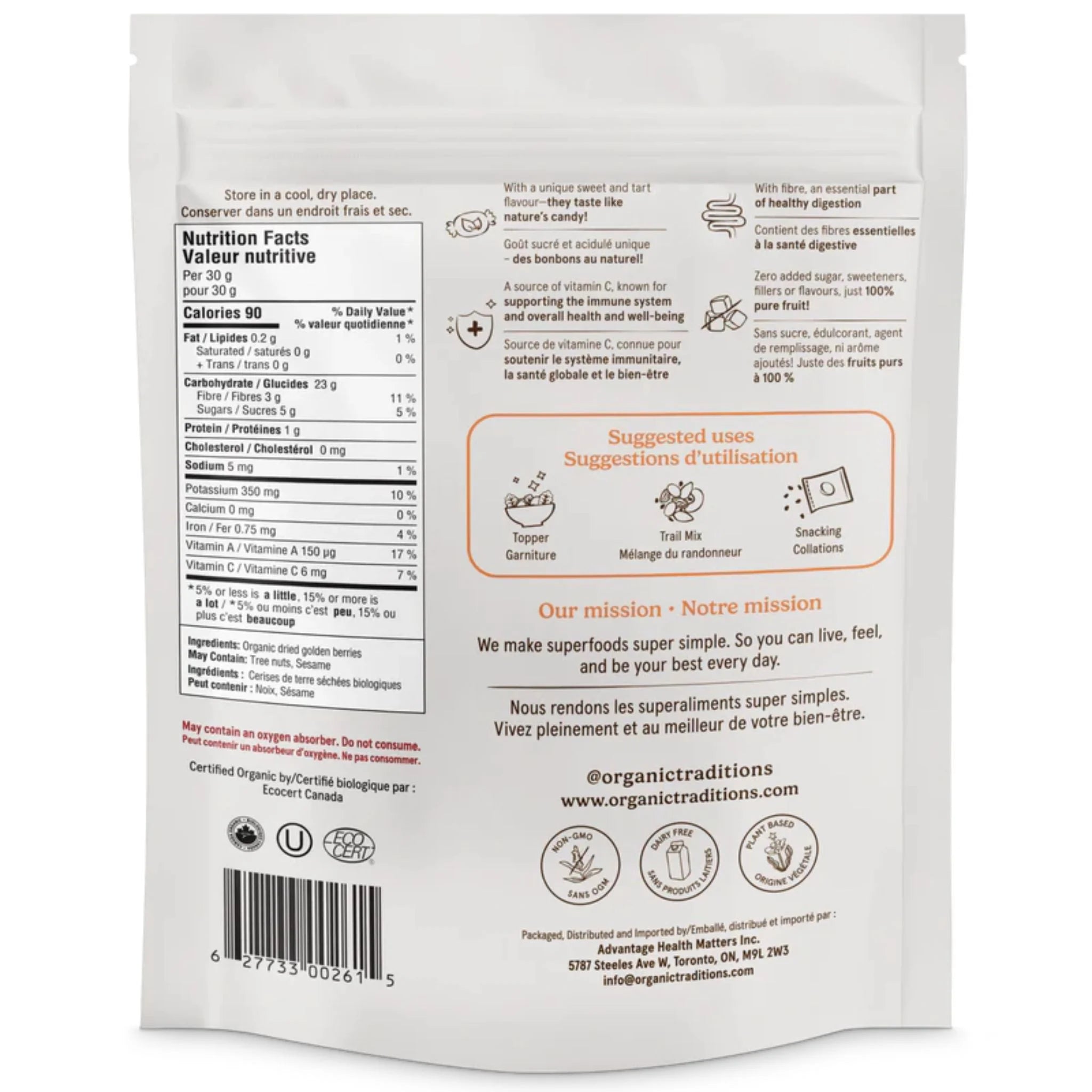 Organic Traditions Golden Berries - 454g