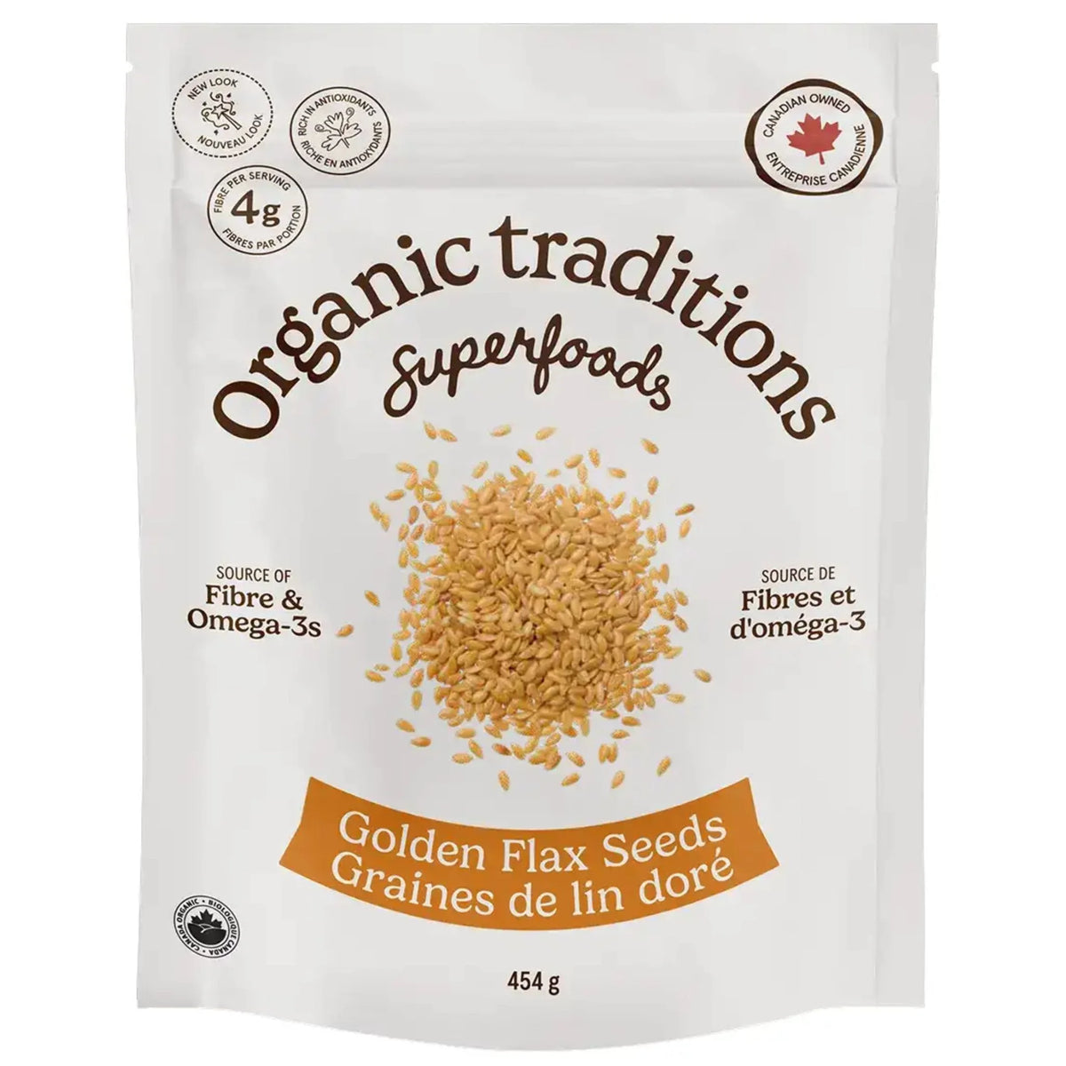 Organic Traditions Golden Flax Seeds 454g