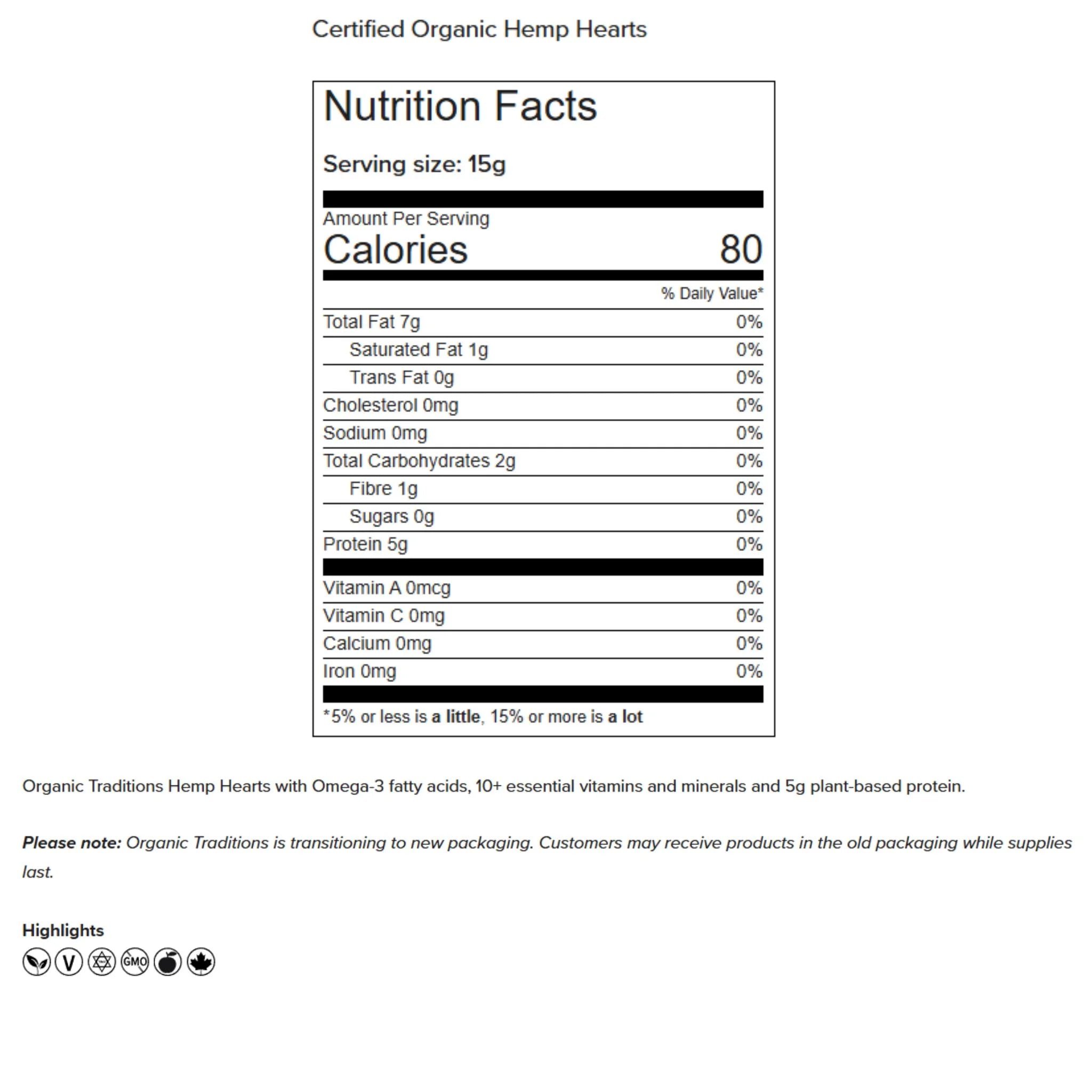 Organic Traditions Hemp Hearts 227g