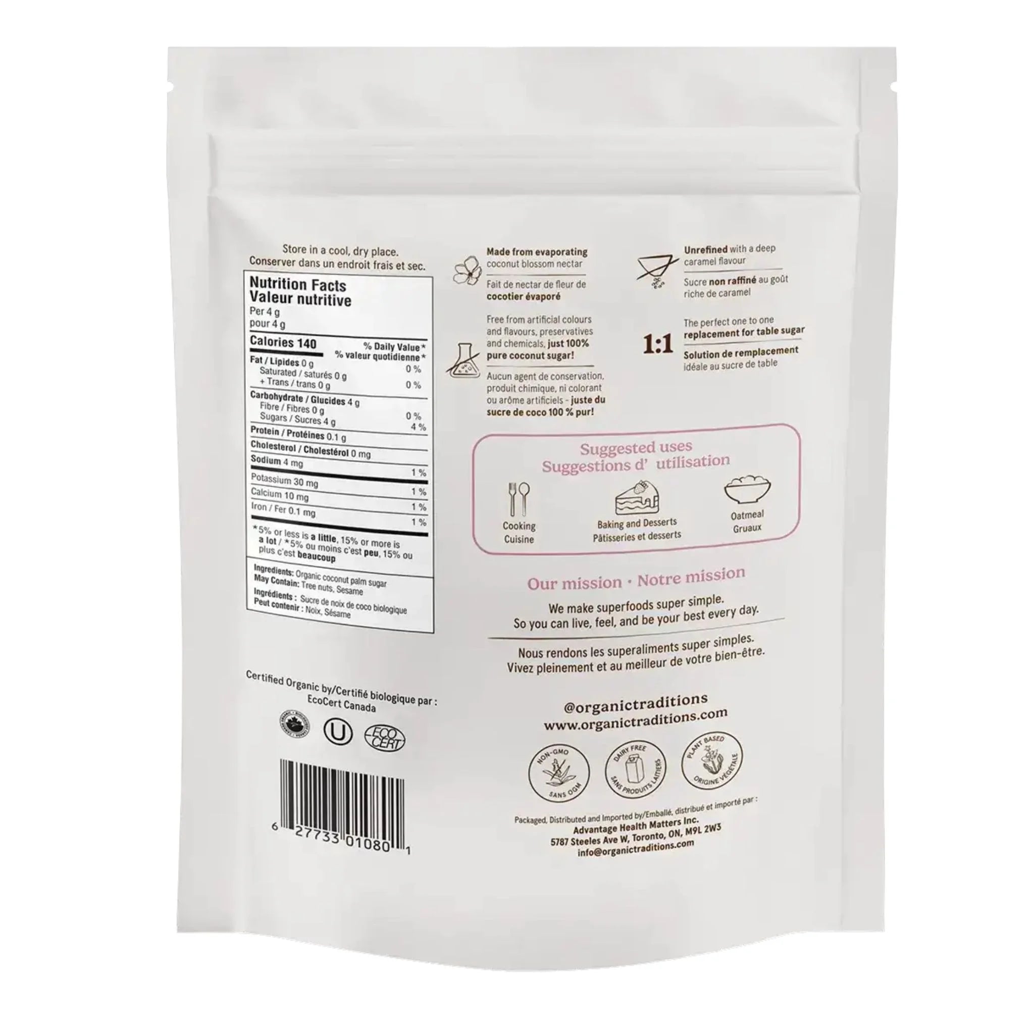 Organic Traditions Coconut Palm Sugar - 227g